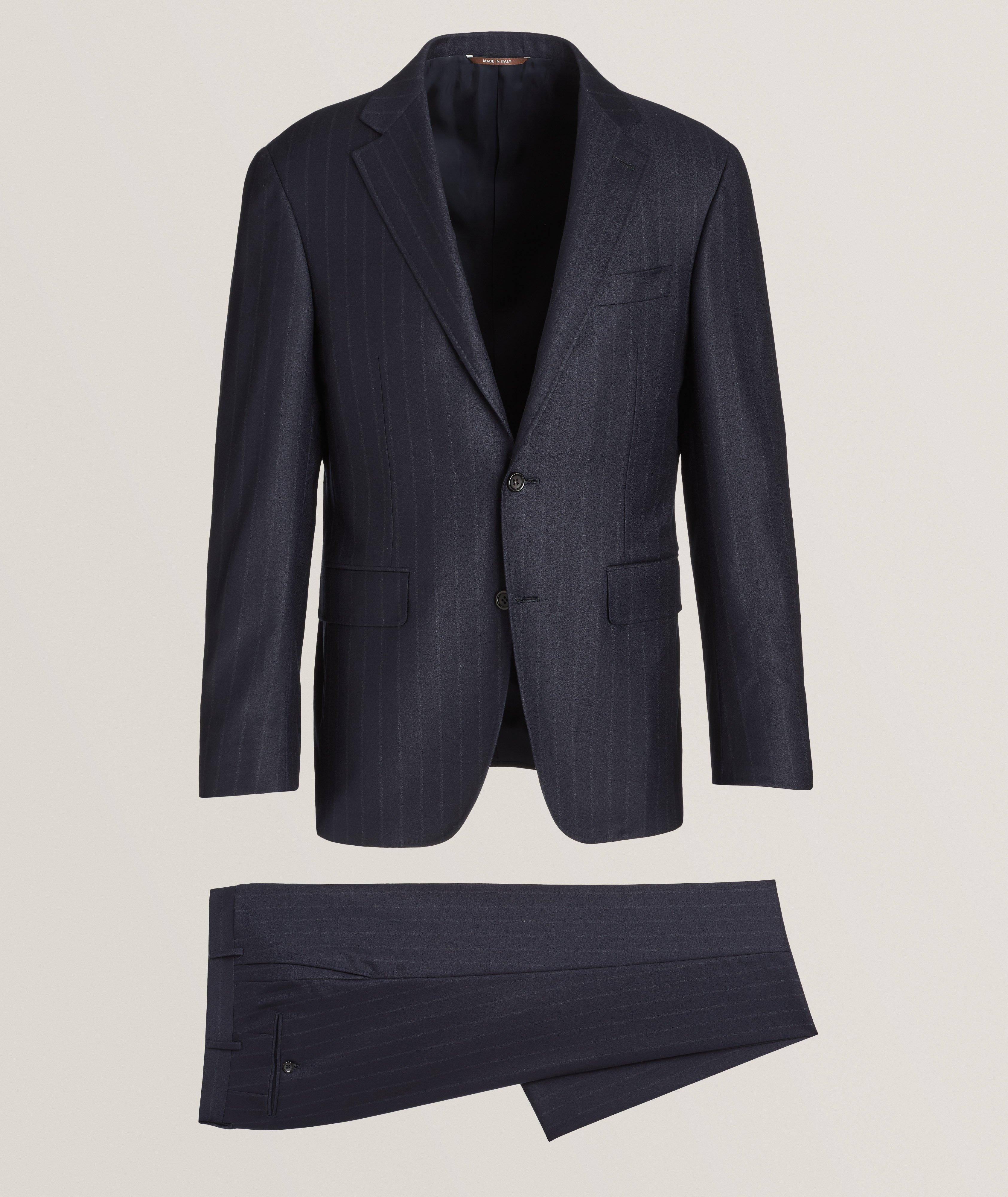 Canali Kei Chalk Stripe Stretch-Wool Suit