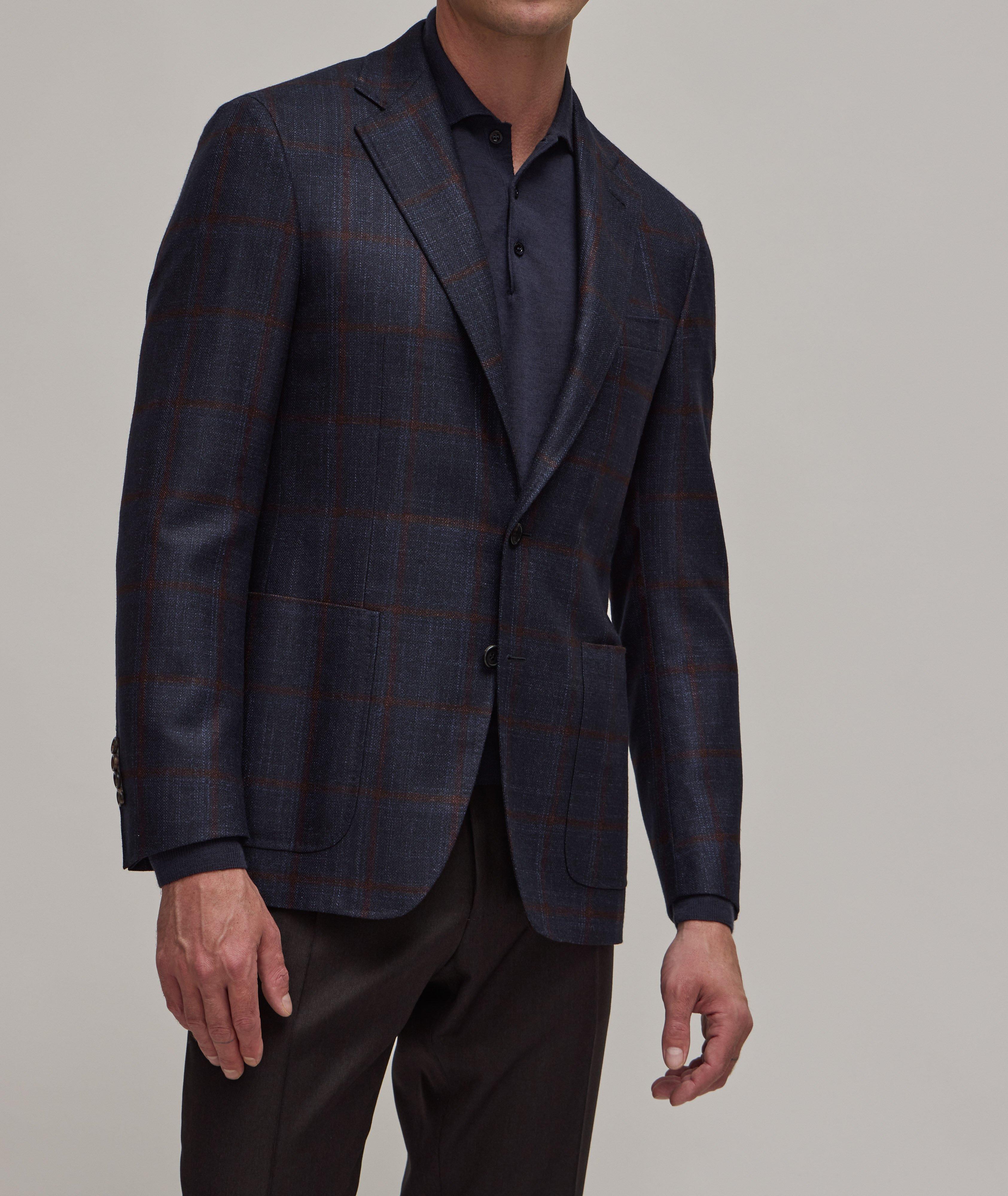 Kei Wool, Silk & Cashmere Windowpane Check Sport Jacket image 1