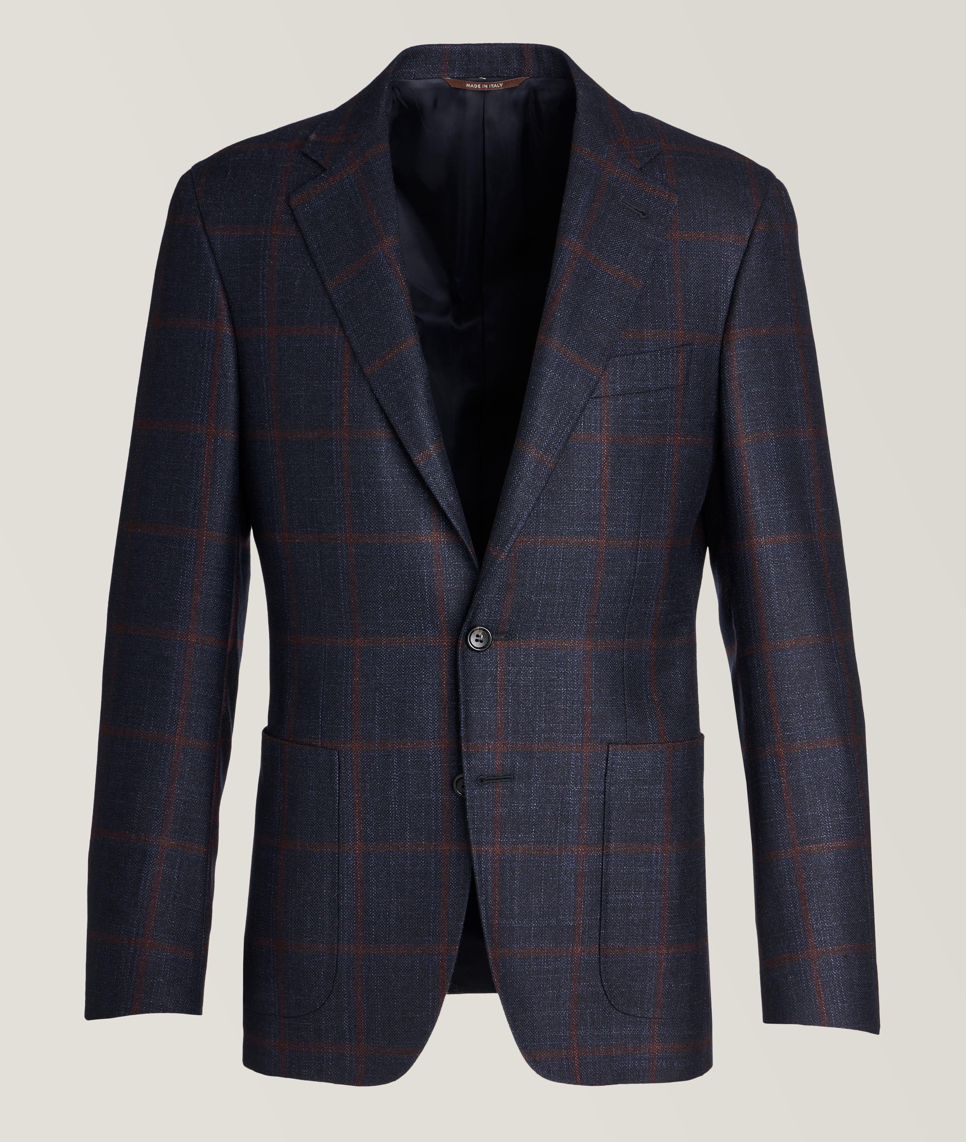 Kei Wool, Silk & Cashmere Windowpane Check Sport Jacket image 0