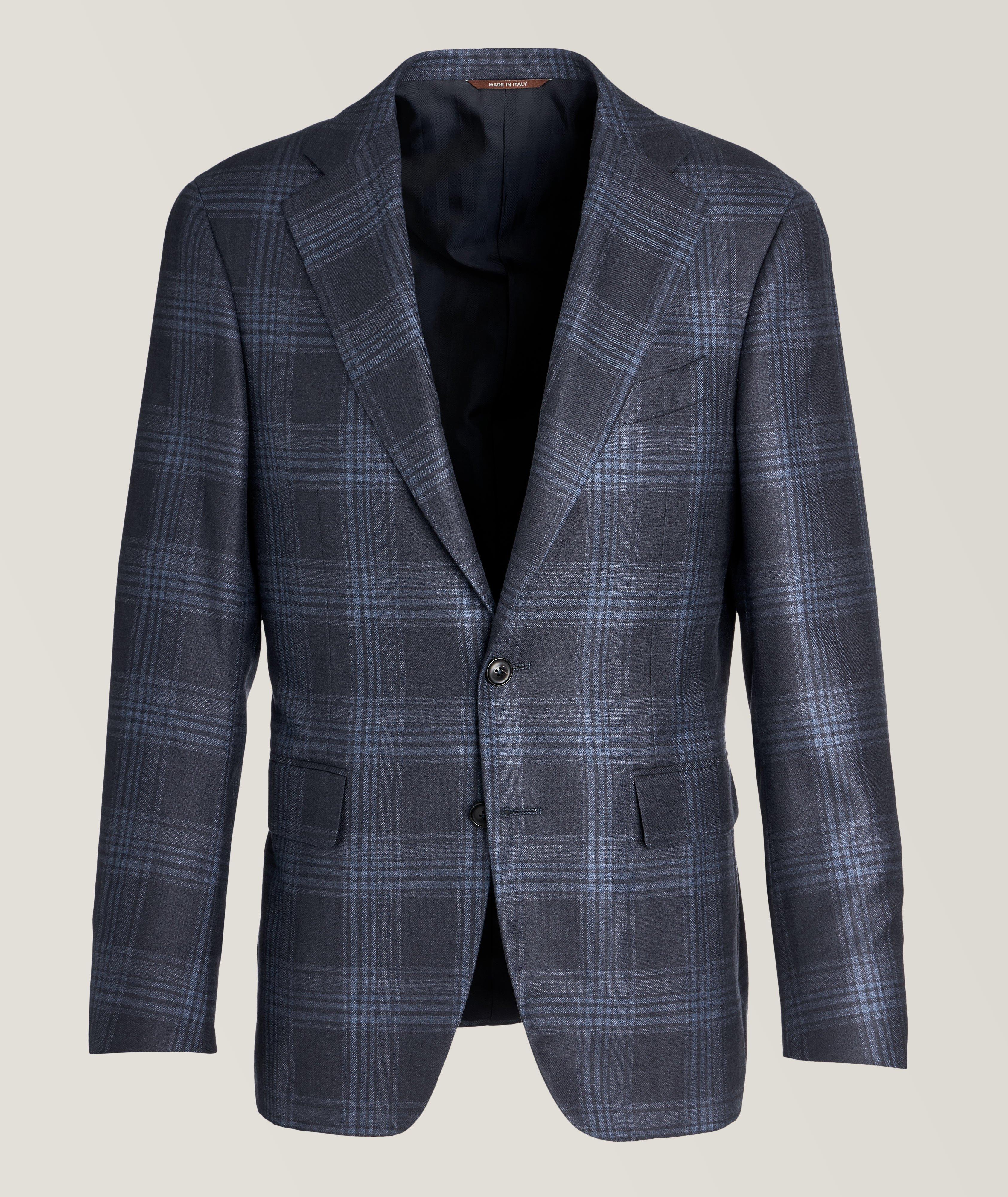 Canali Kei Silk-Cashmere Checkered Sport Jacket