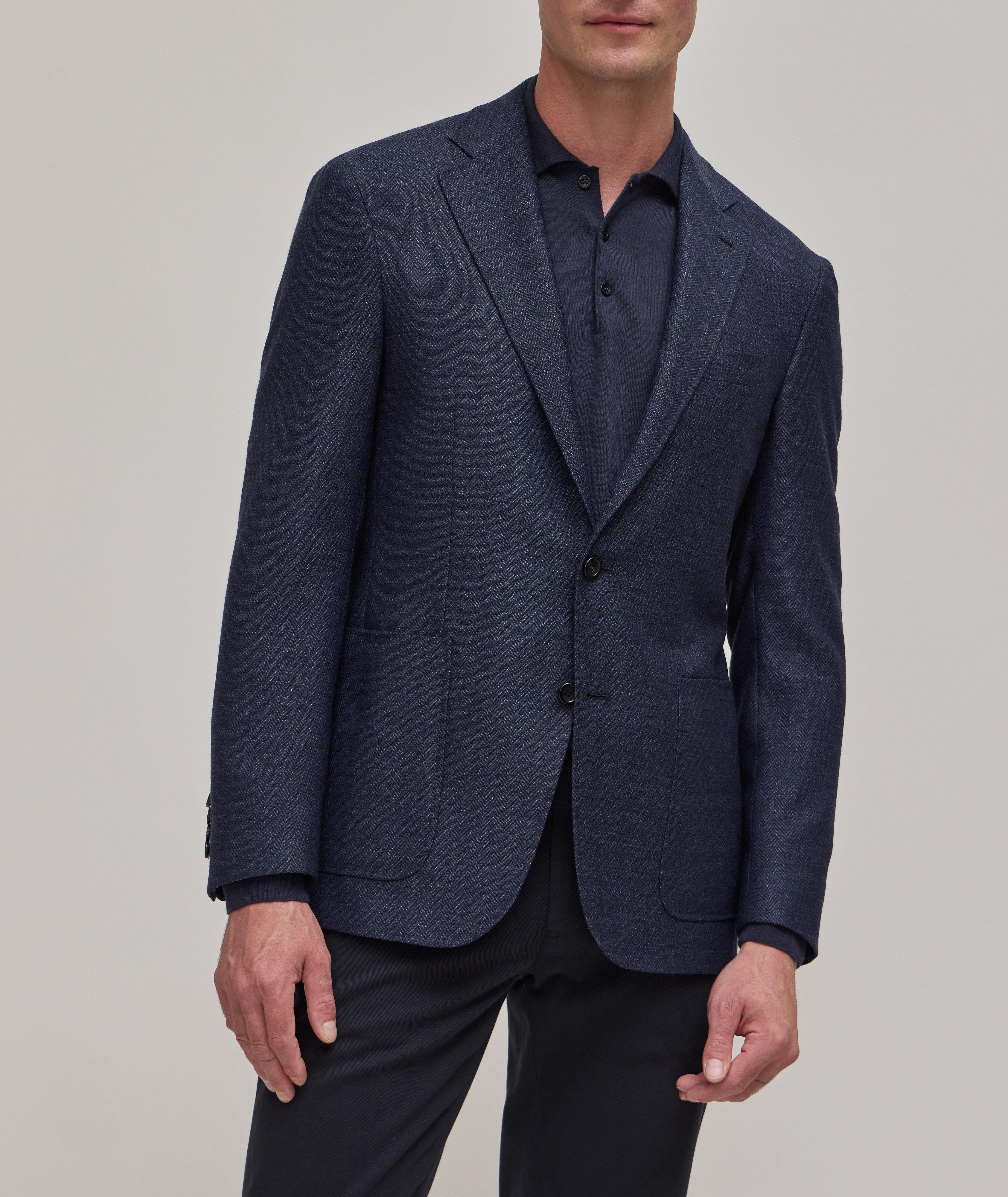 Single-breasted stretch wool blazer, vanilla