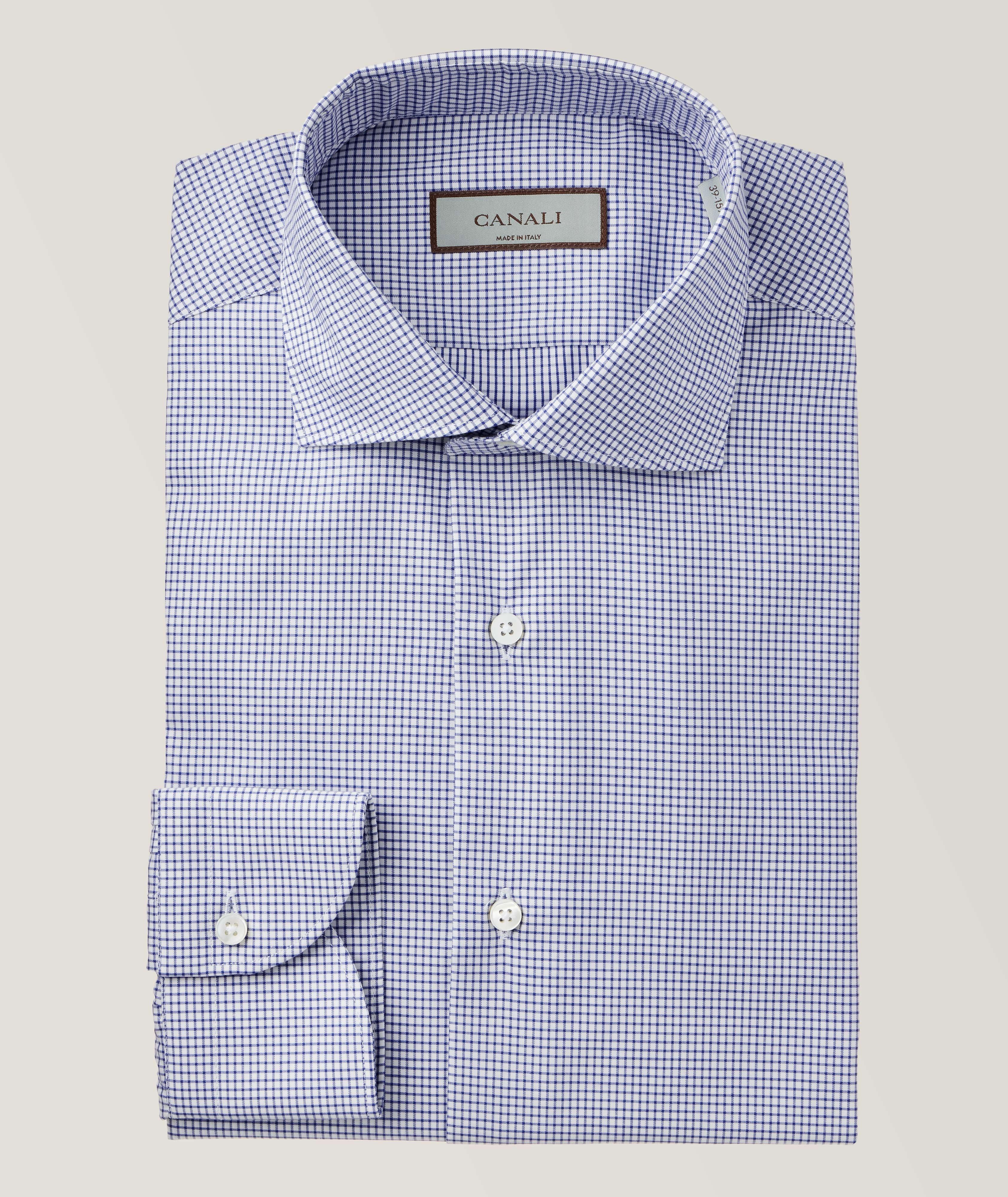 Slim Fit Micro-Check Cotton Dress Shirt image 0