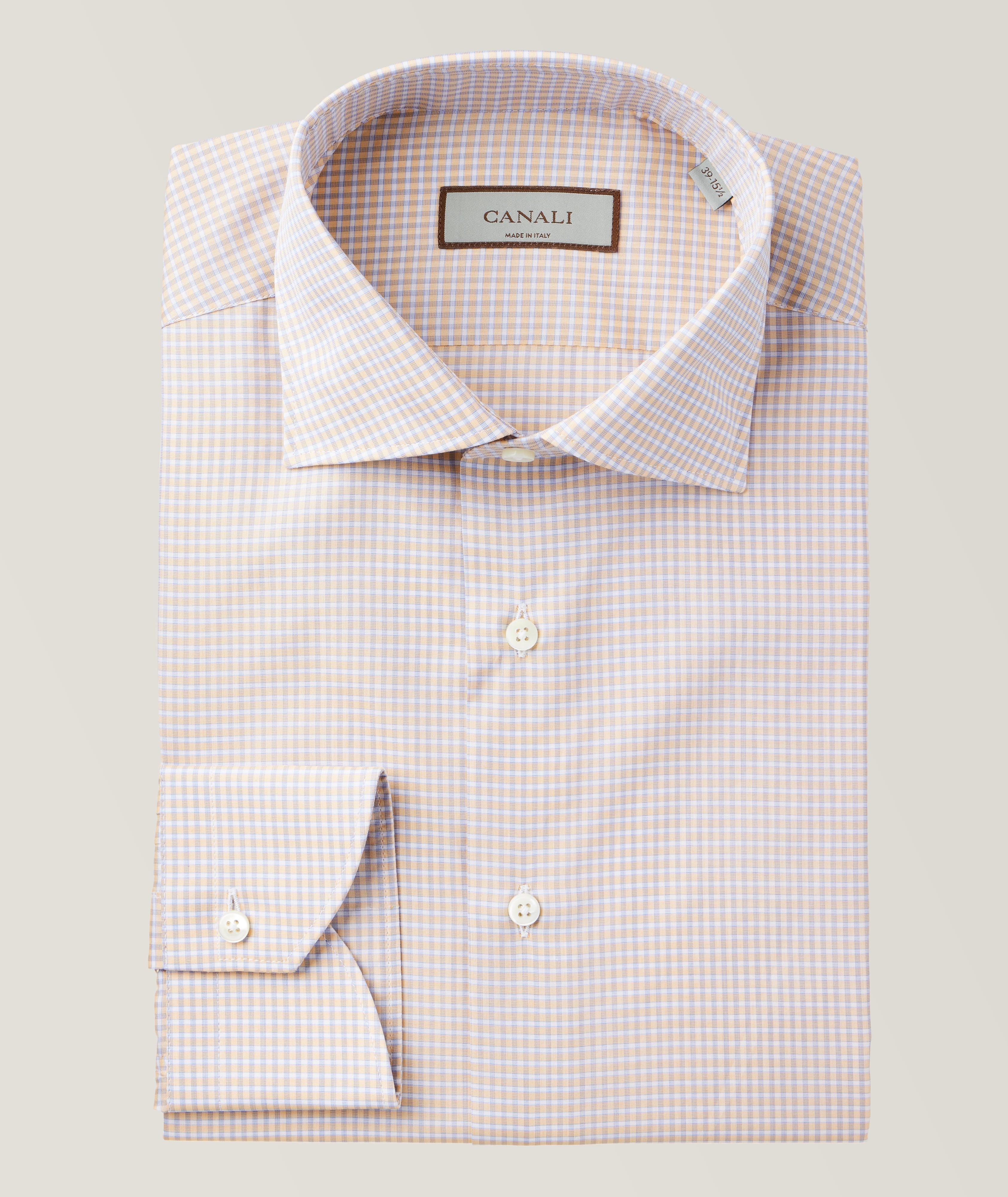 Canali Contemporary-Fit Micro Check Pattern Dress Shirt