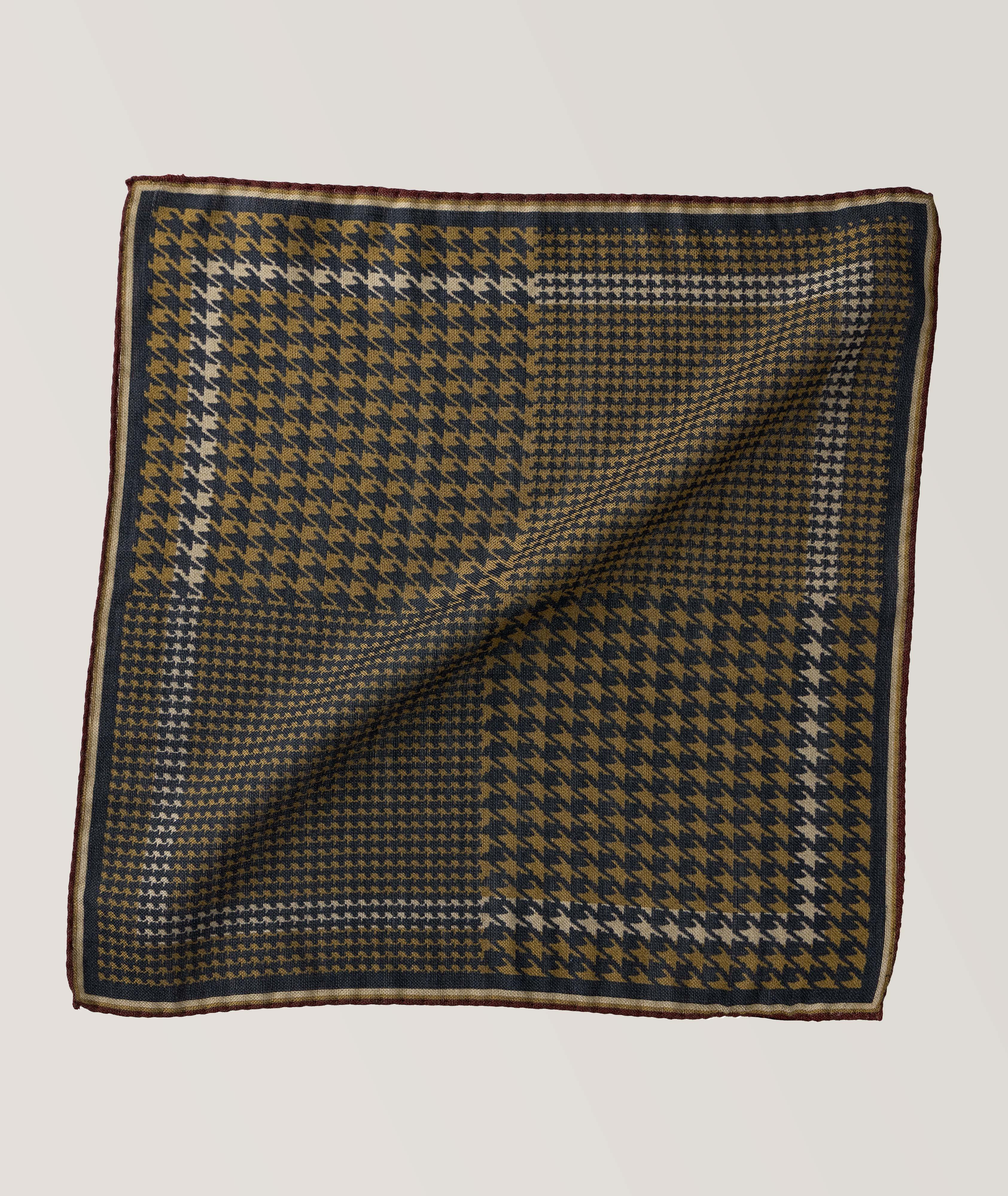 Houndstooth Wool-Silk Pocket Square image 0
