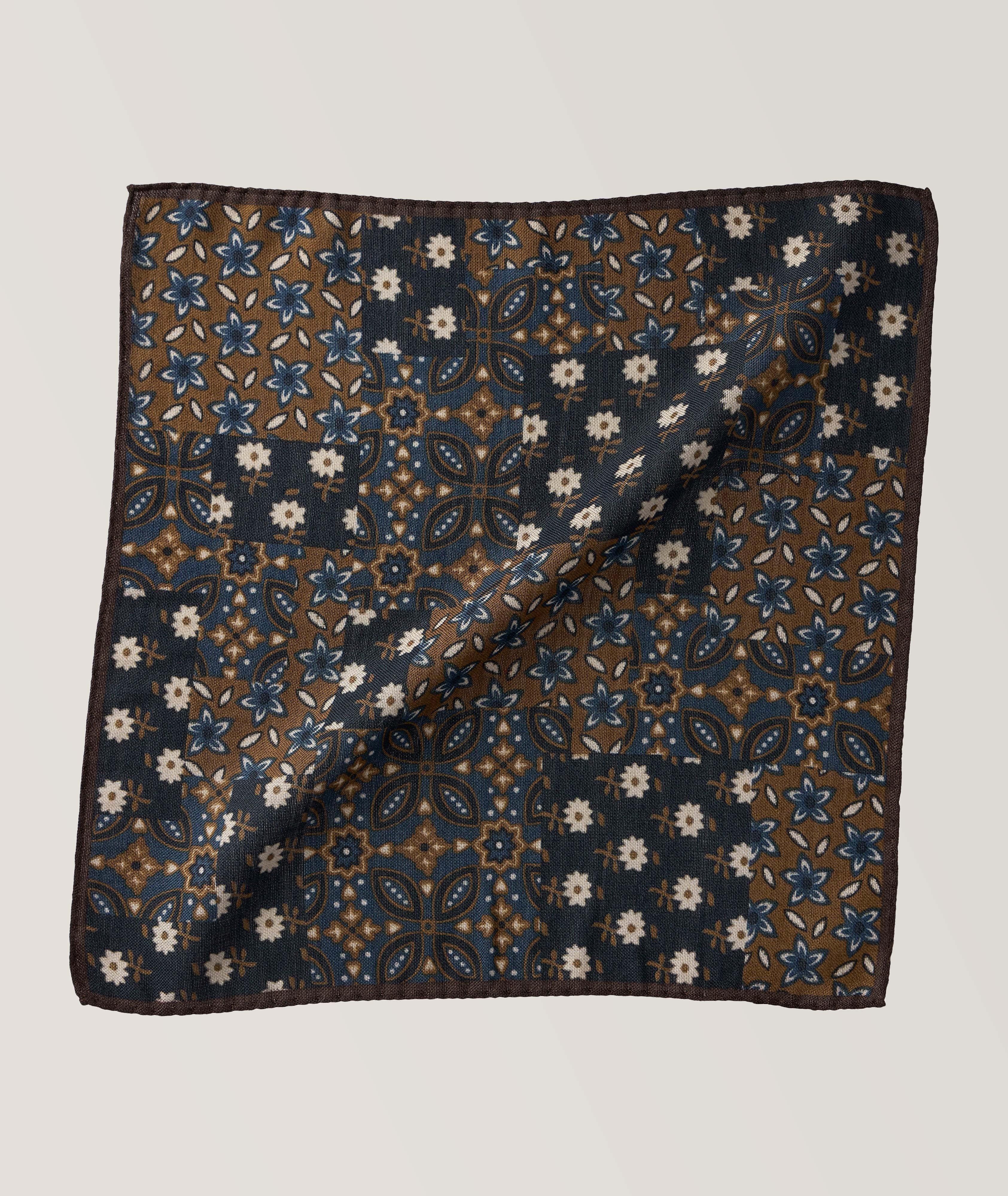Floral Wool-Silk Pocket Square image 0