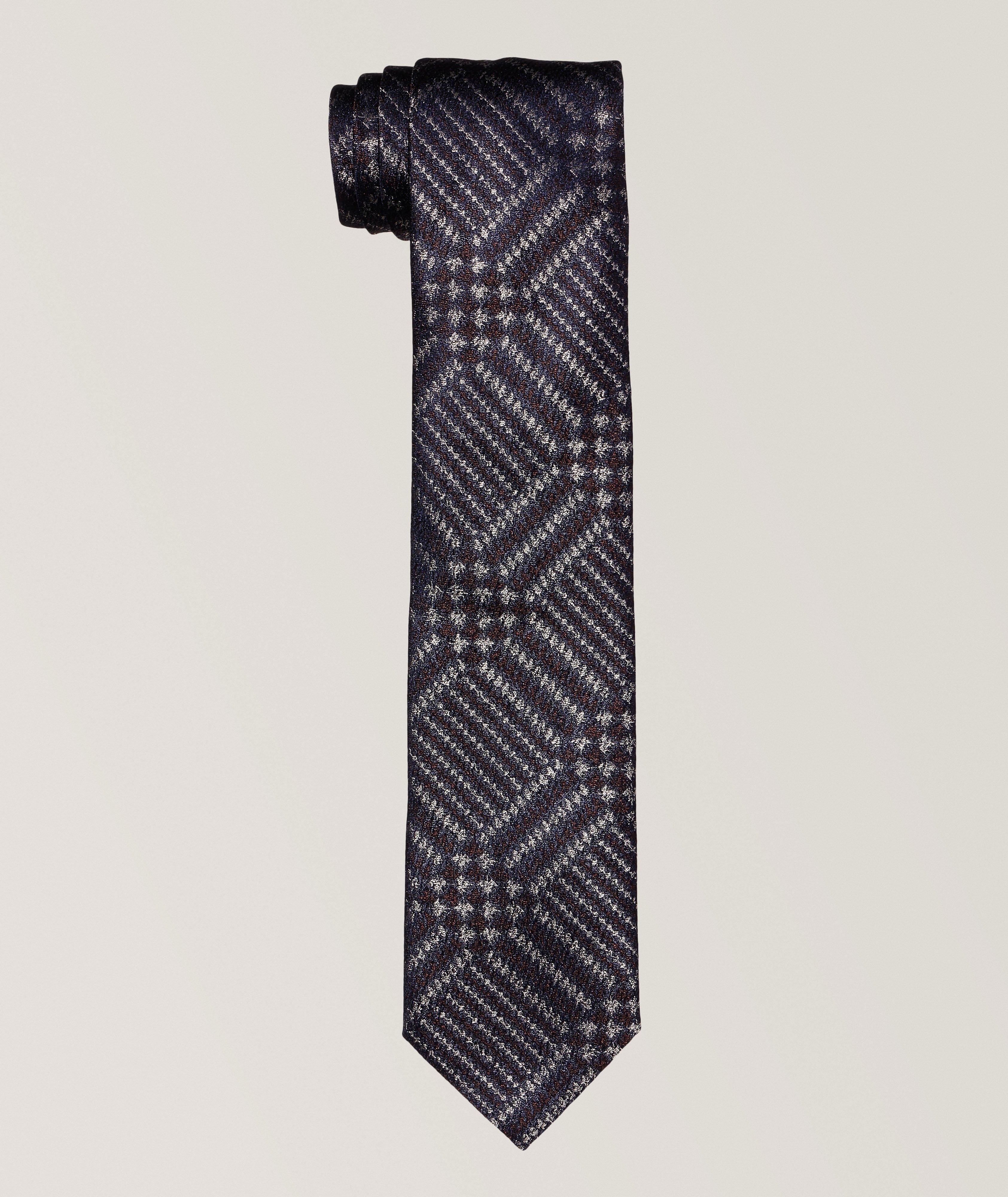 Cravate en soie à motif de feuilles image 0