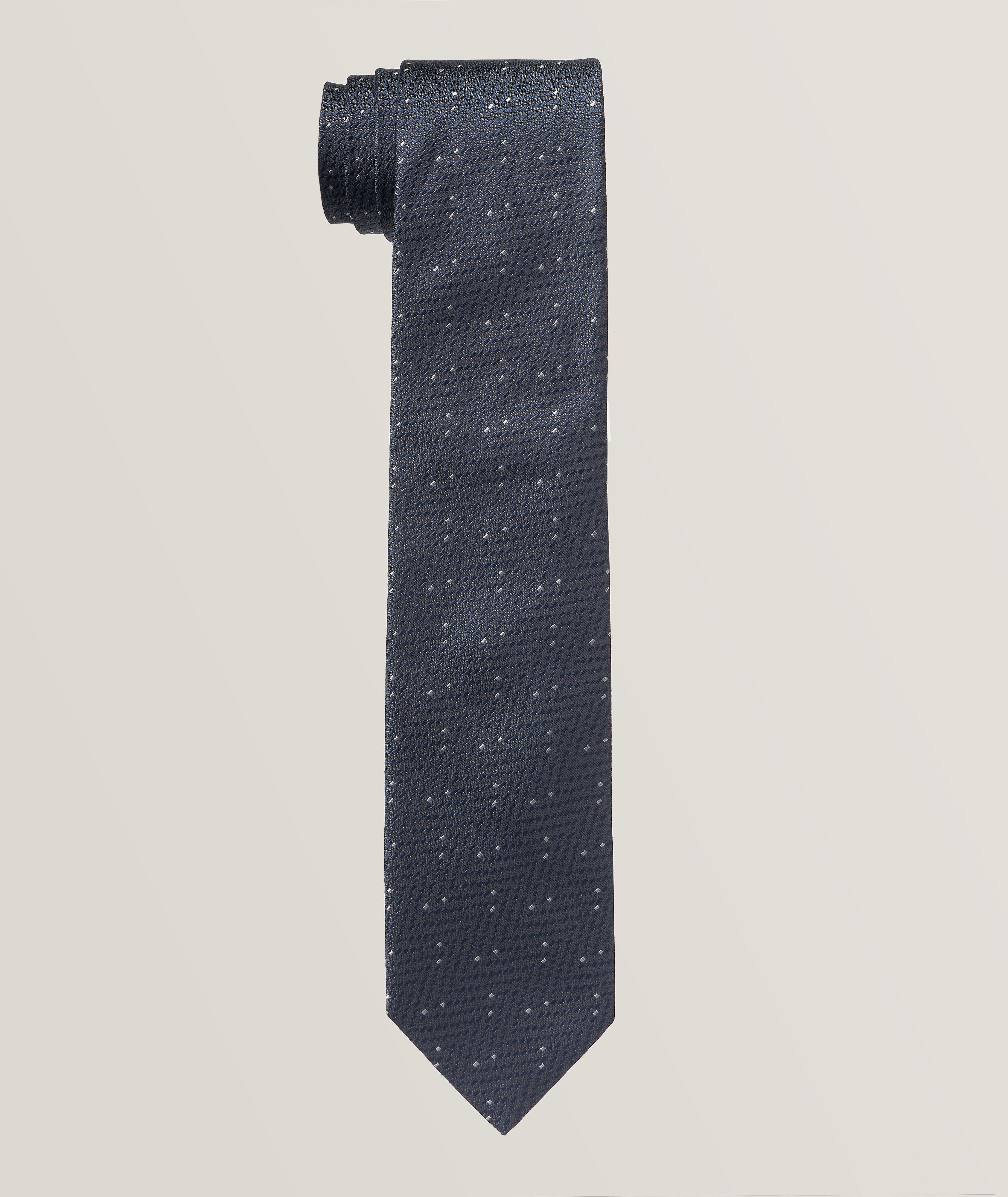 Crosshatch Chevron Silk Tie image 0