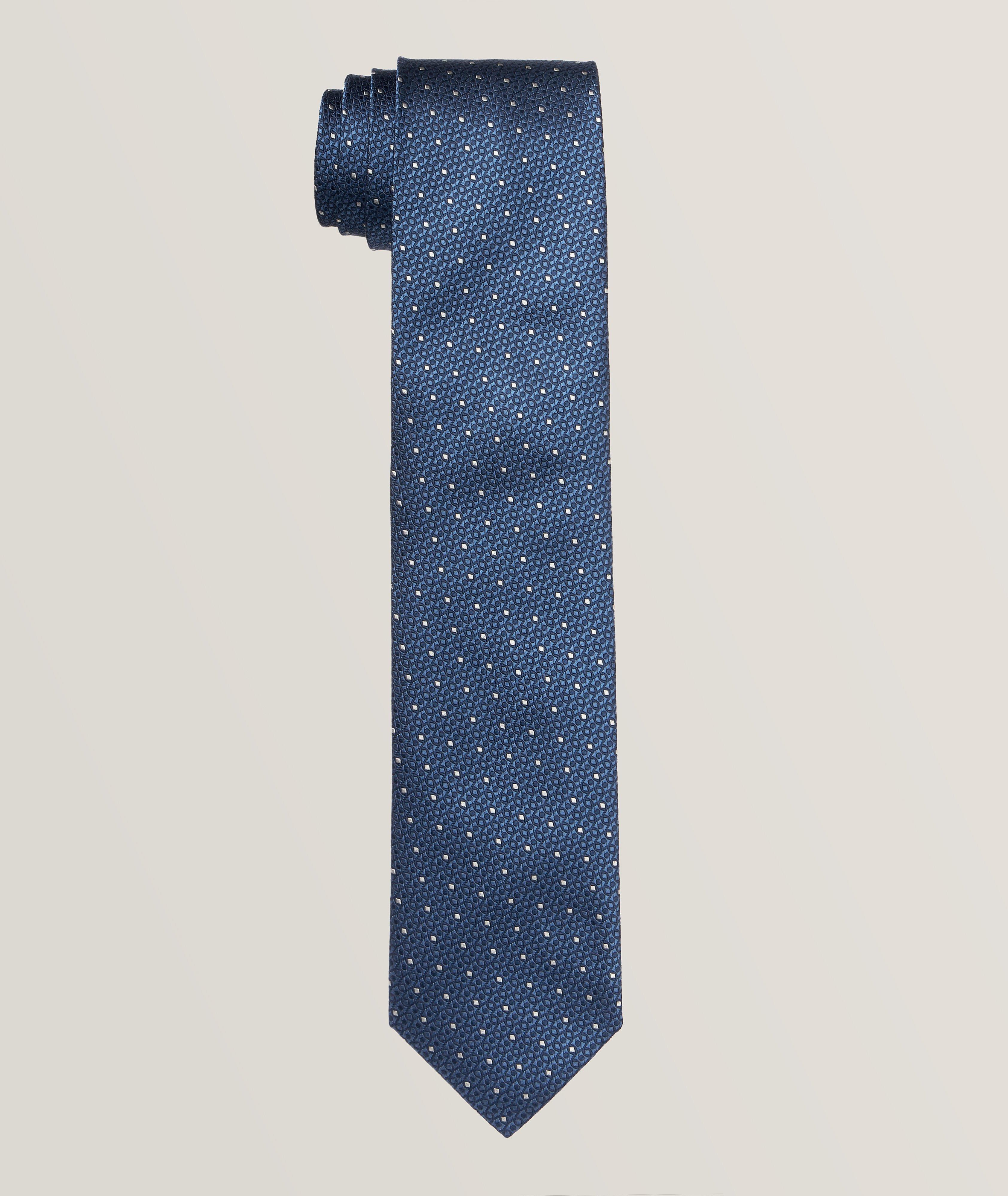 Micro Diamond Pattern Silk Tie image 0