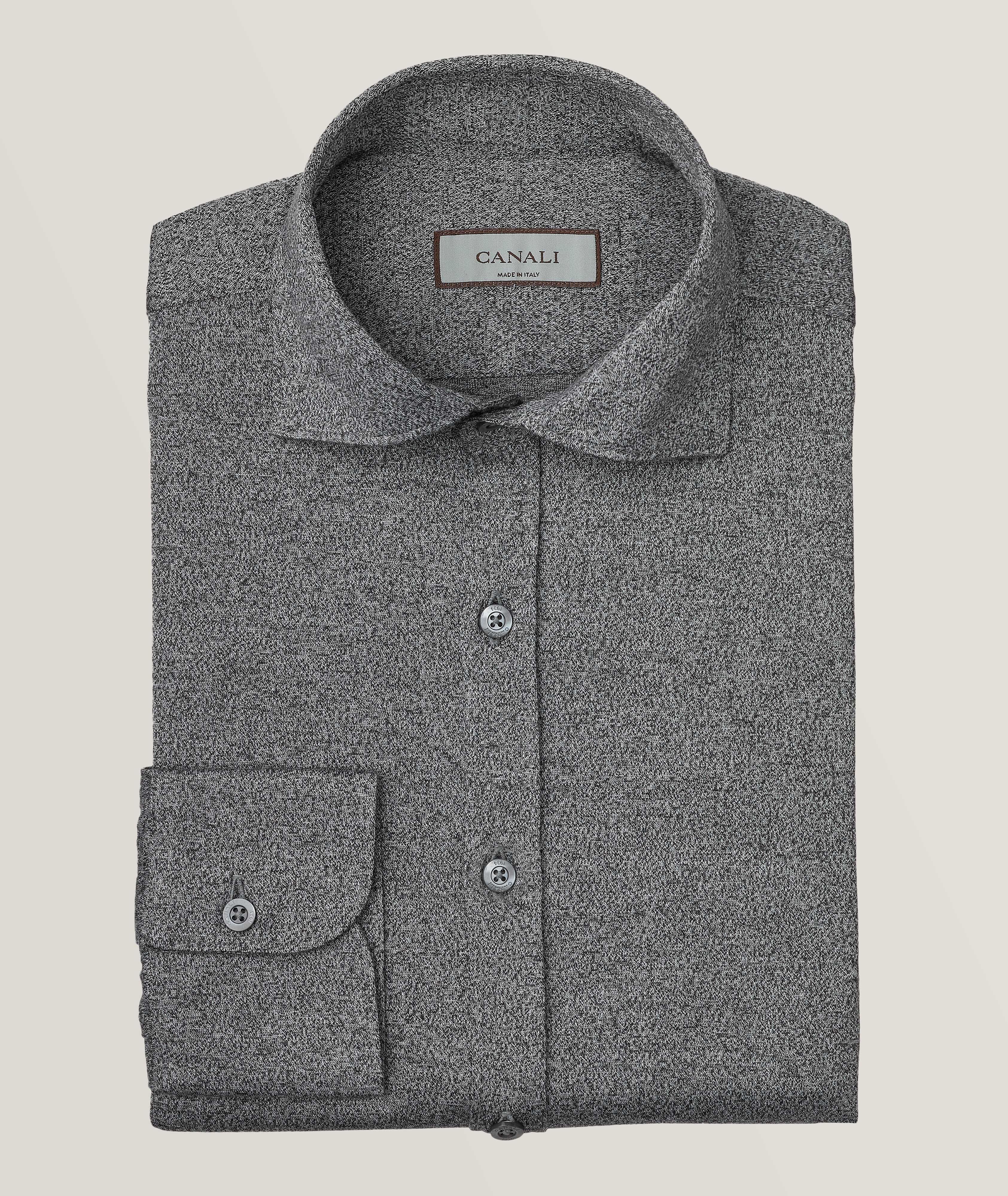 Regular-Fit Mélange Jersey Cotton Dress Shirt