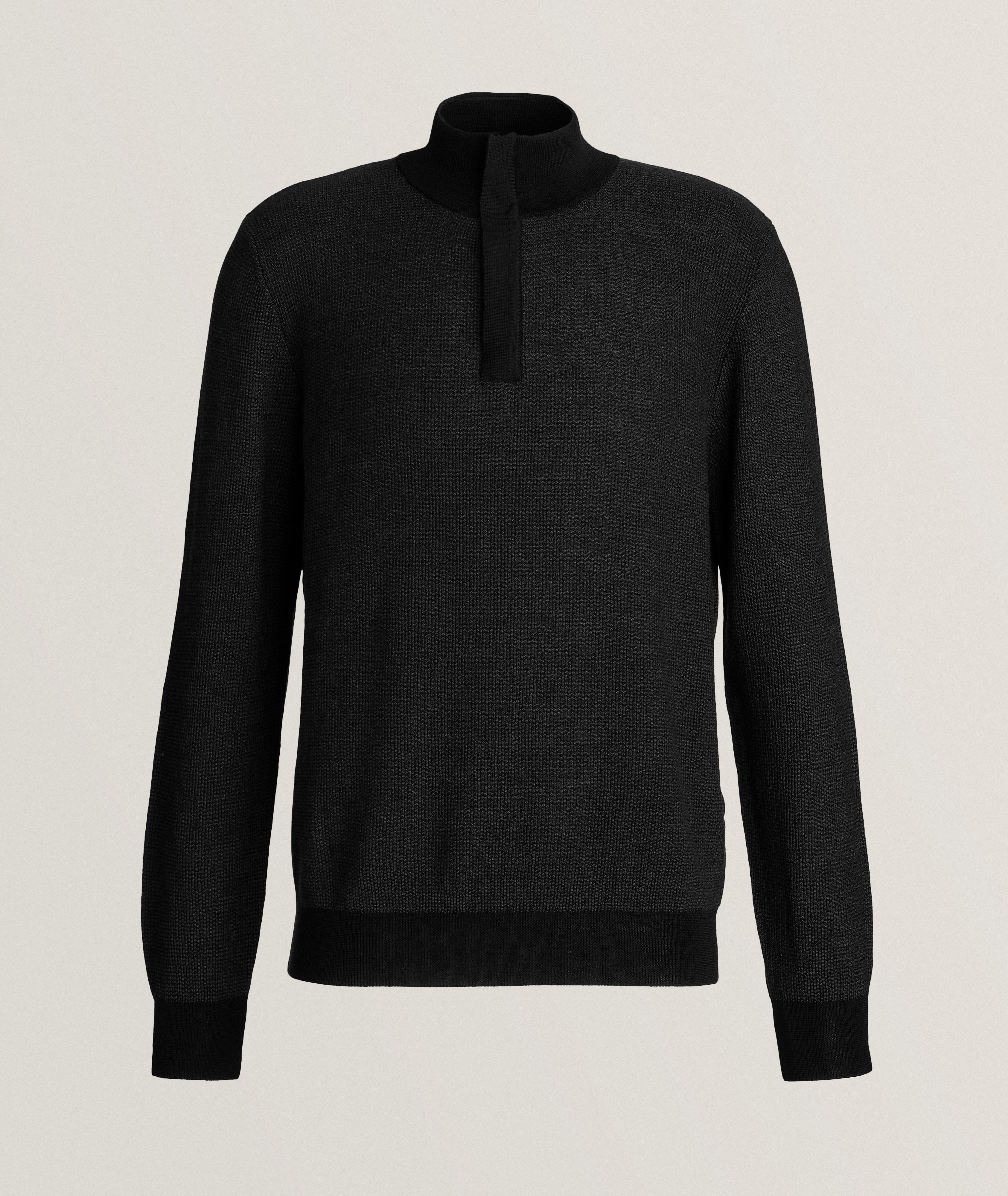 Mélange Wool Concealed Quarter-Zip Placket image 0