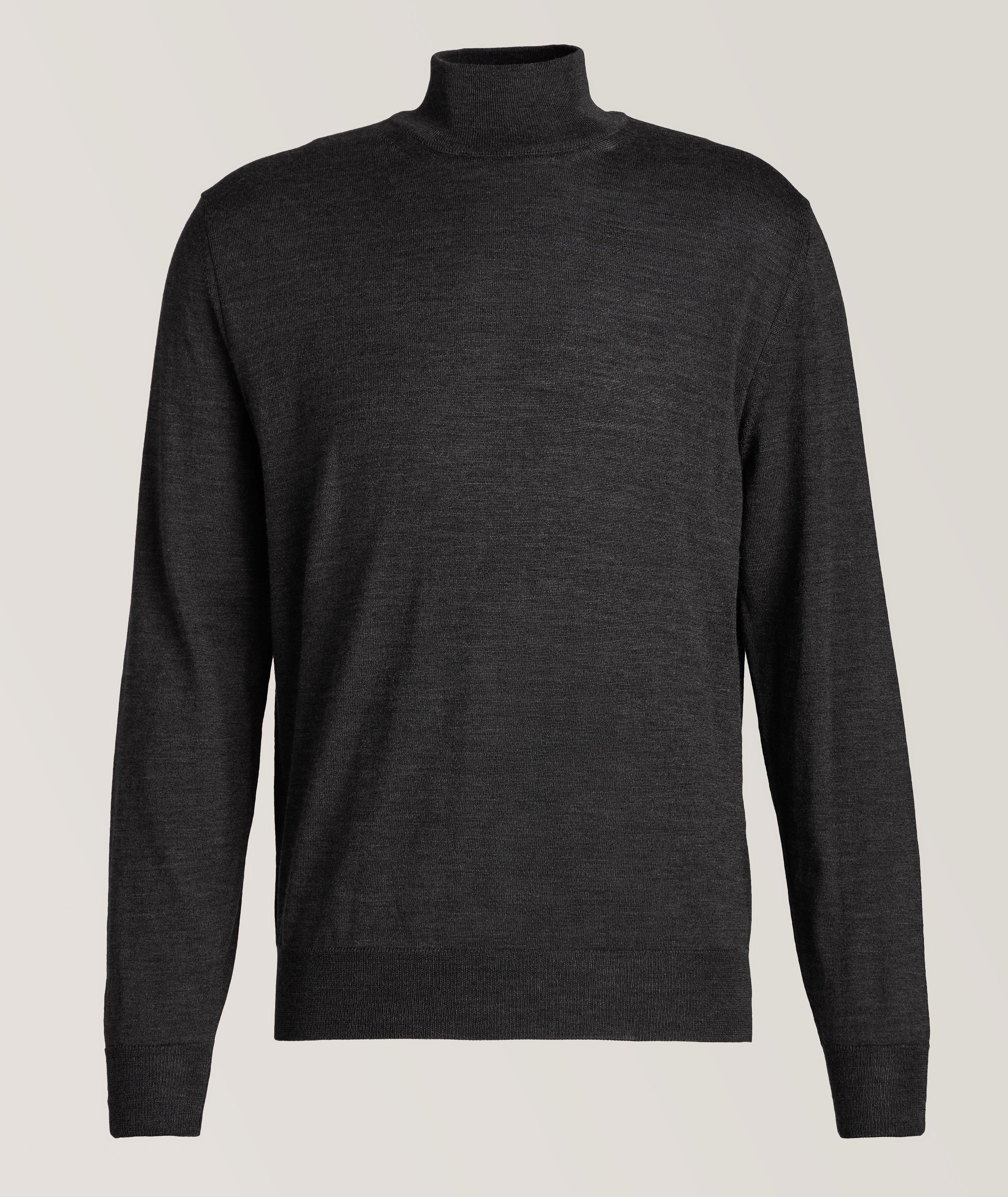 Men's Extra-Fine Merino Roll Neck in Black