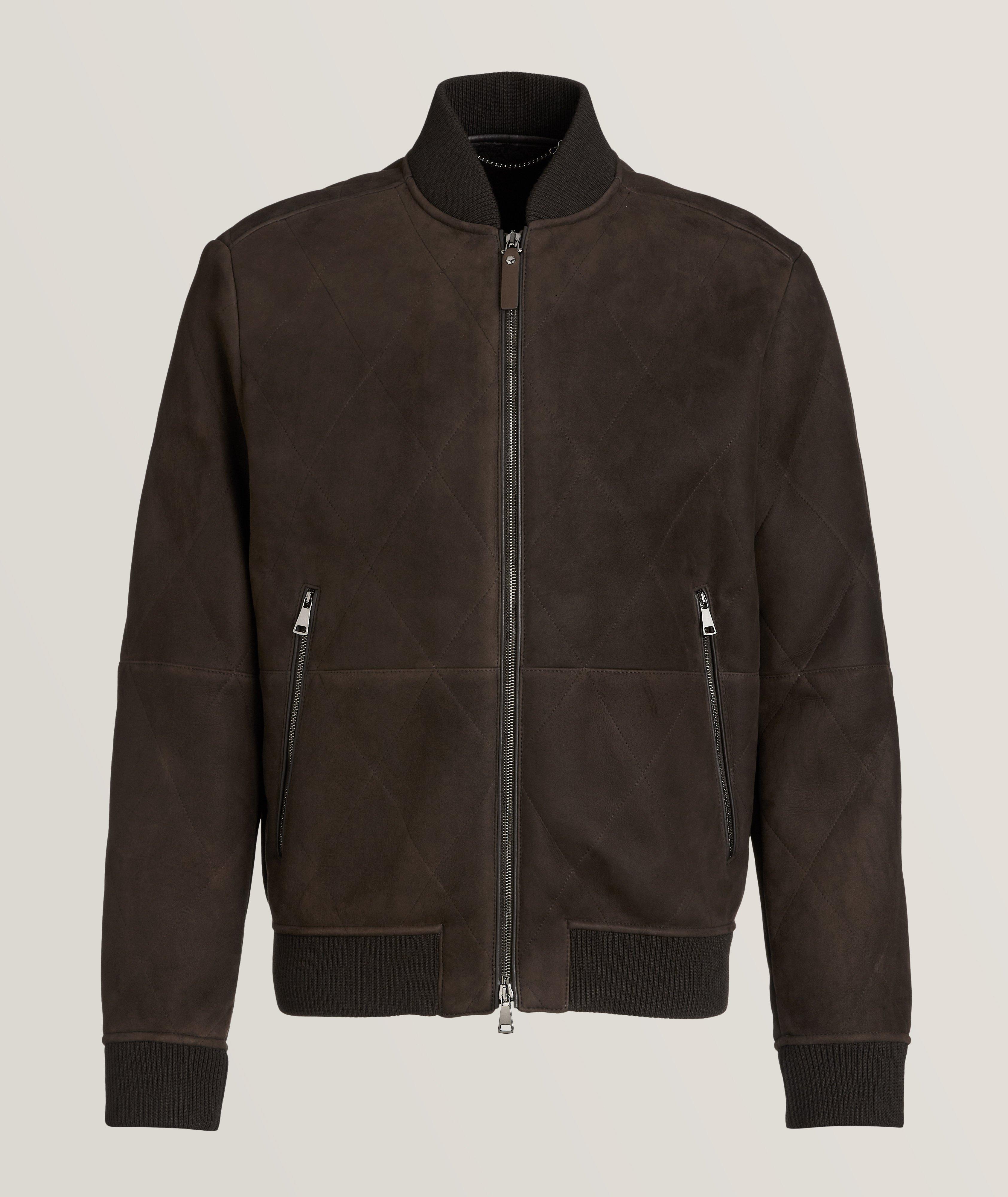 Fleece Lined Suede Lambskin Quilted Jacket image 0