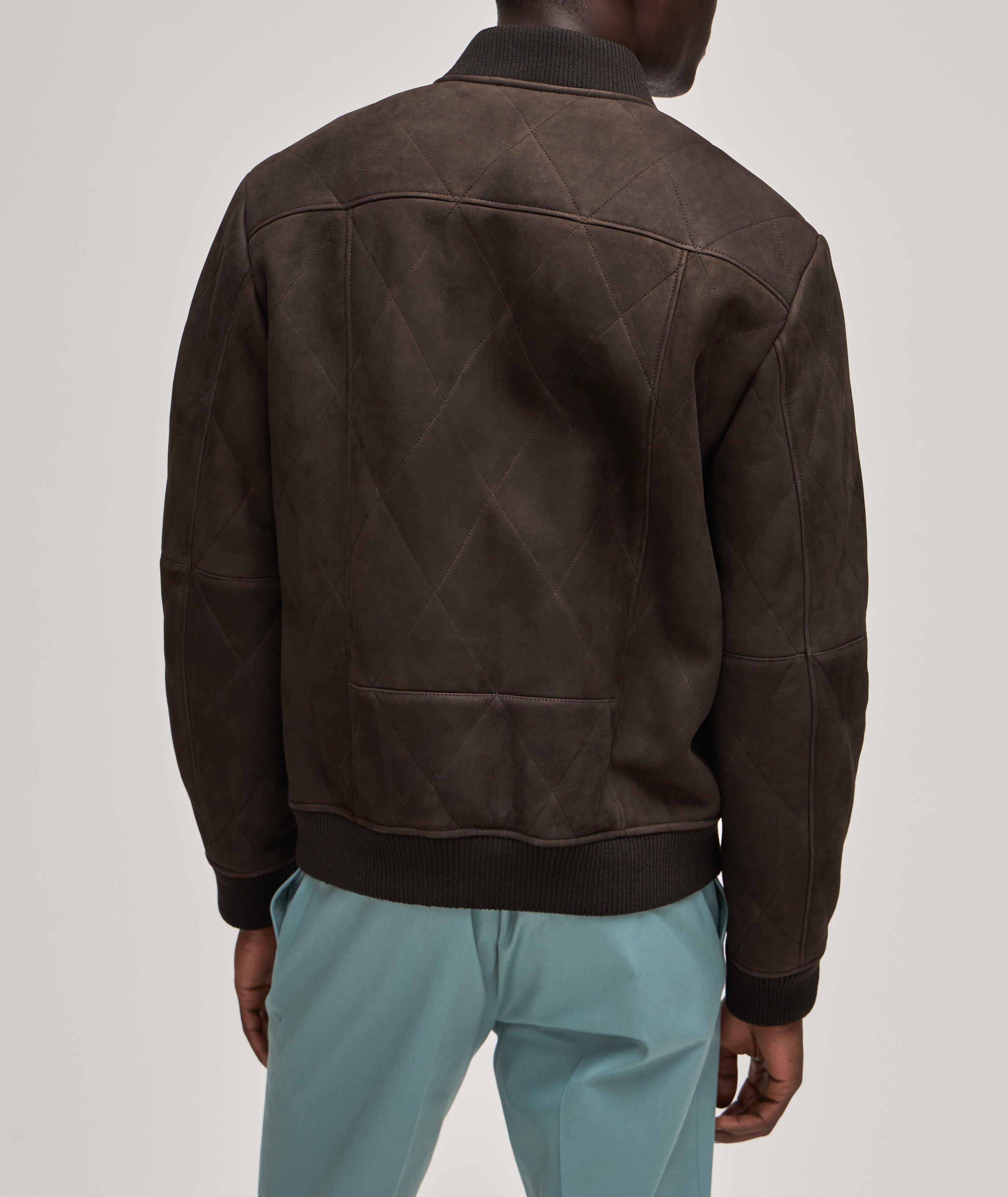 Fleece Lined Suede Lambskin Quilted Jacket image 2