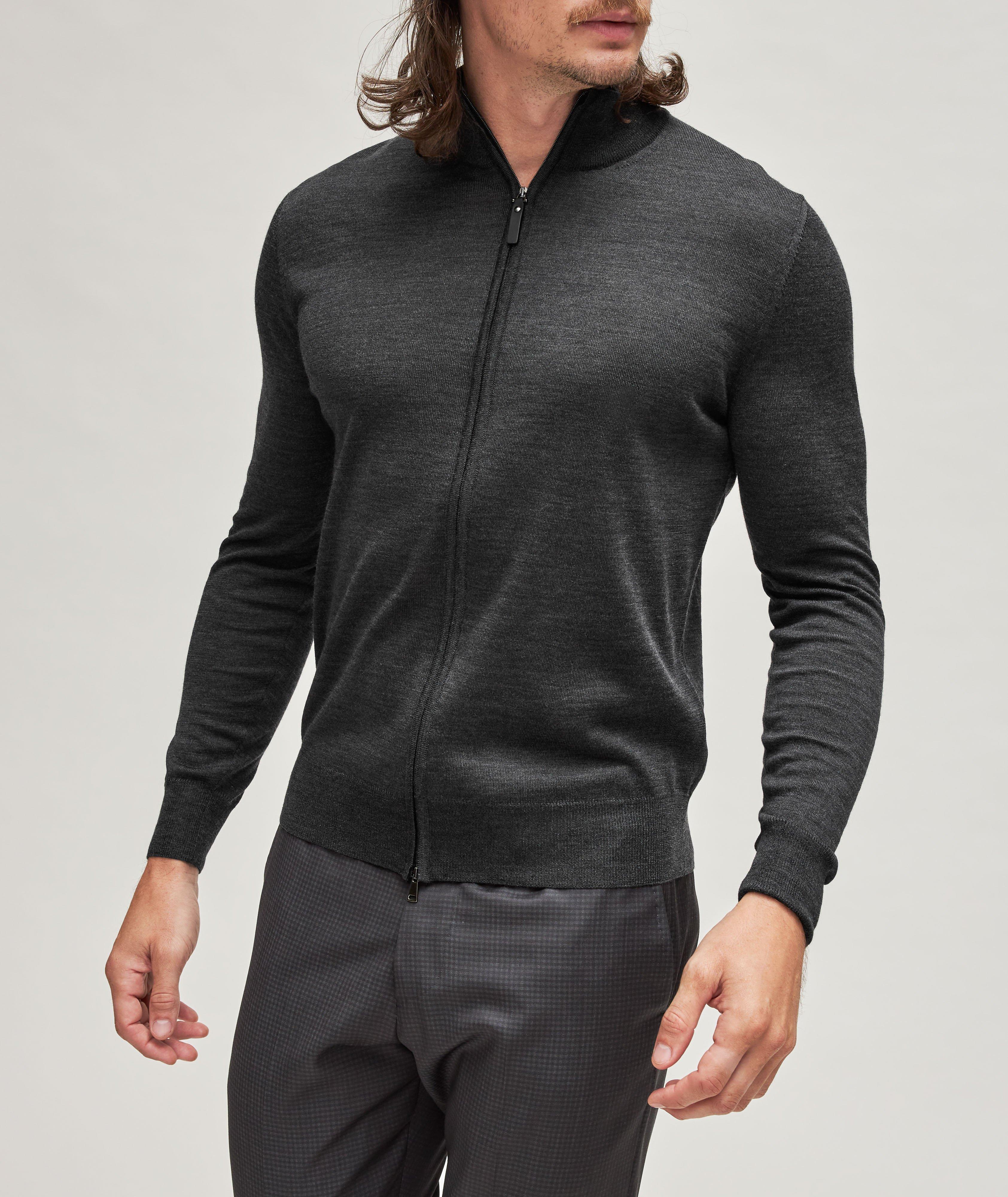 Mens merino wool on sale full zip sweater