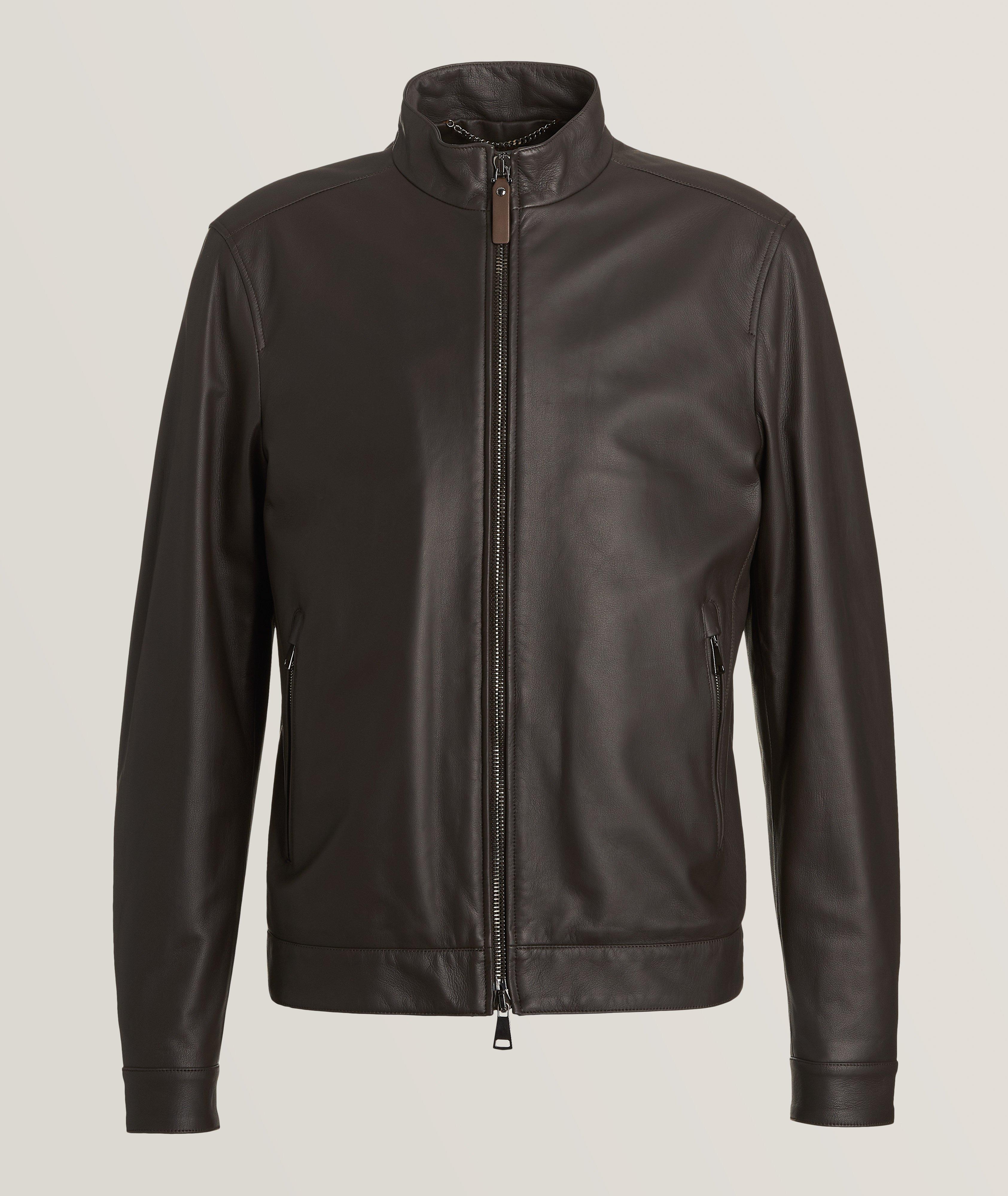 Blouson de style moto en cuir mat image 0