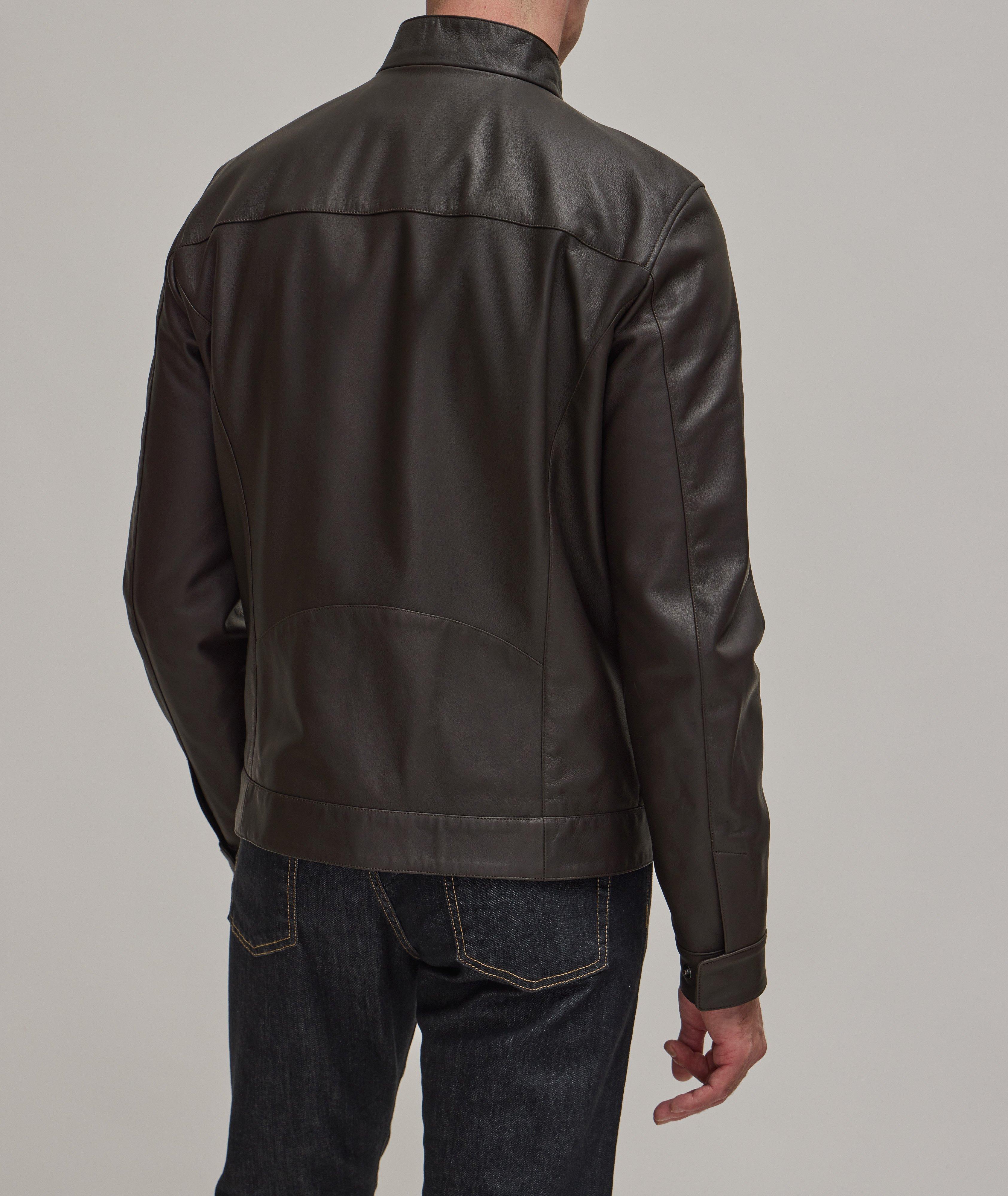 Blouson de style moto en cuir mat image 2