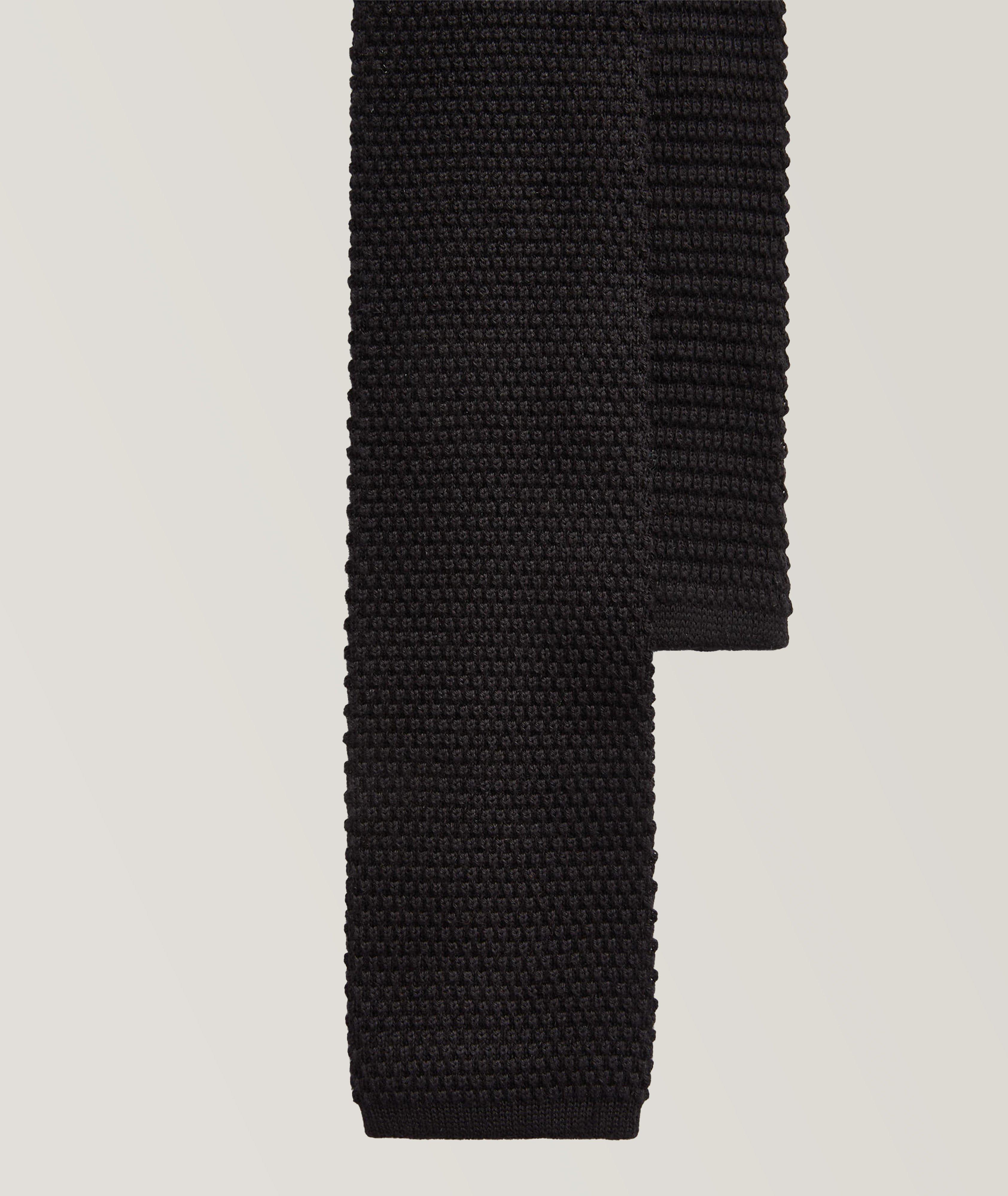 Woven Cotton-Cashmere Knit Tie image 0