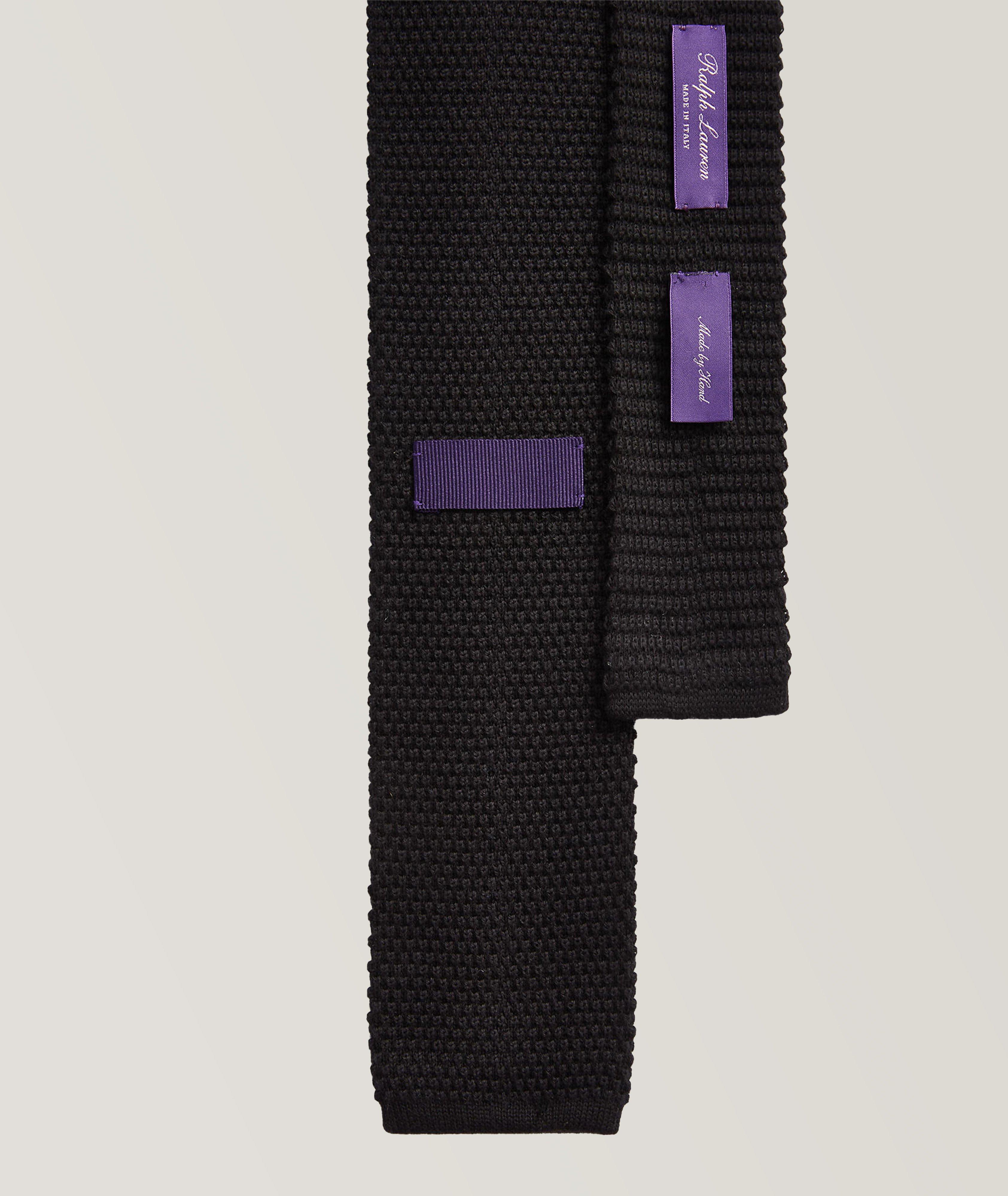 Ralph Lauren Purple Label Woven Cotton-Cashmere Knit Tie | Ties
