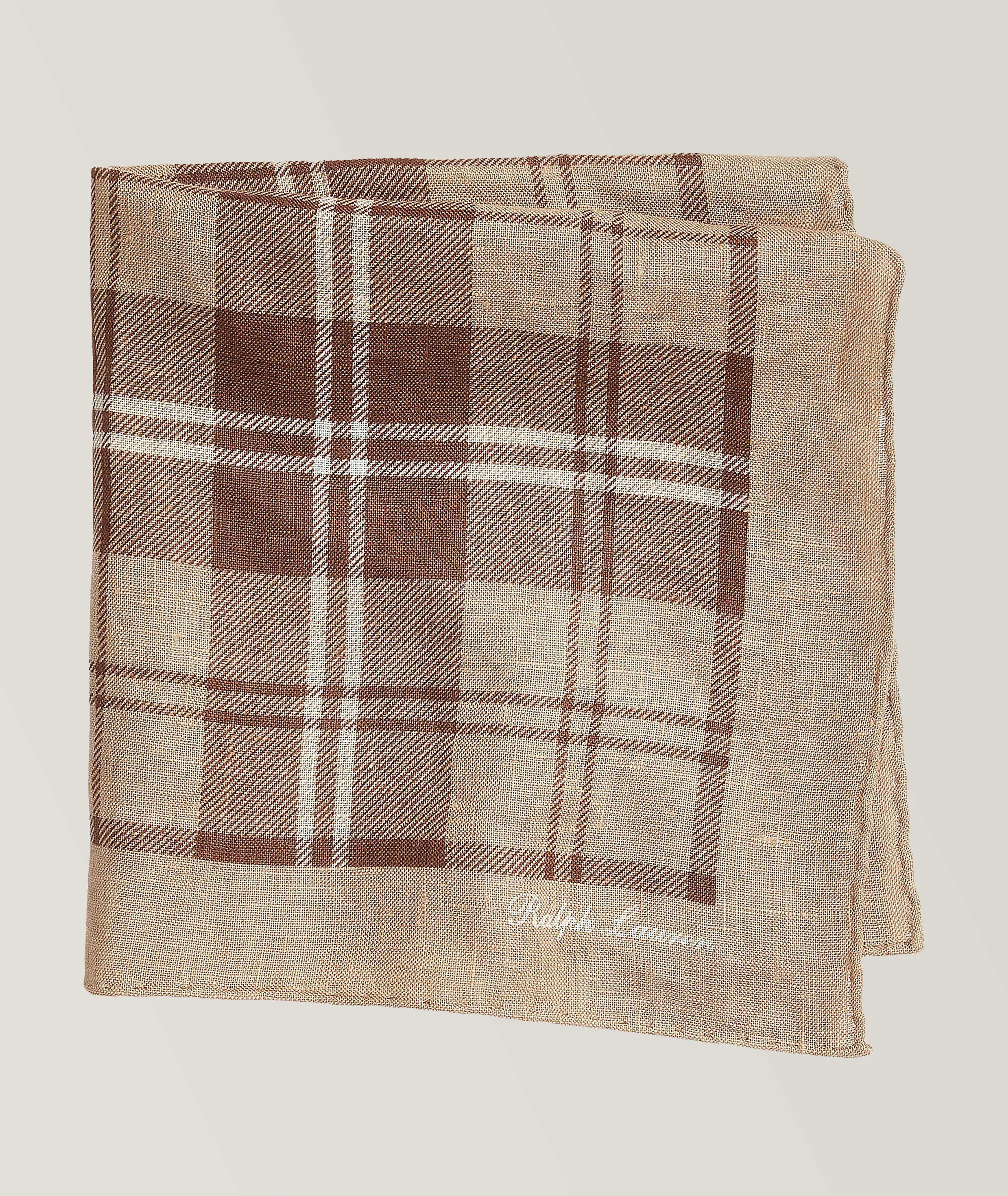 Plaid Print Linen Pocket Square image 1