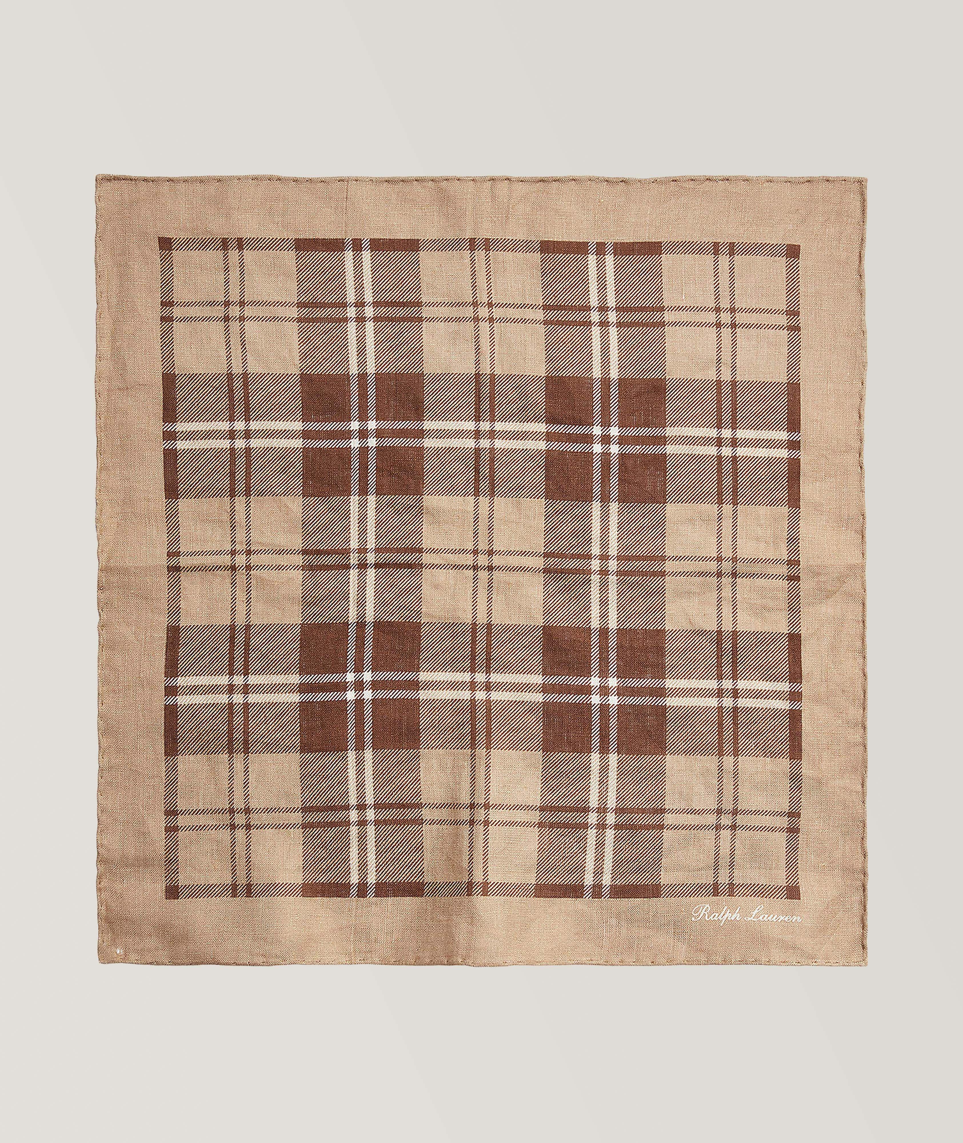 Plaid Print Linen Pocket Square image 0