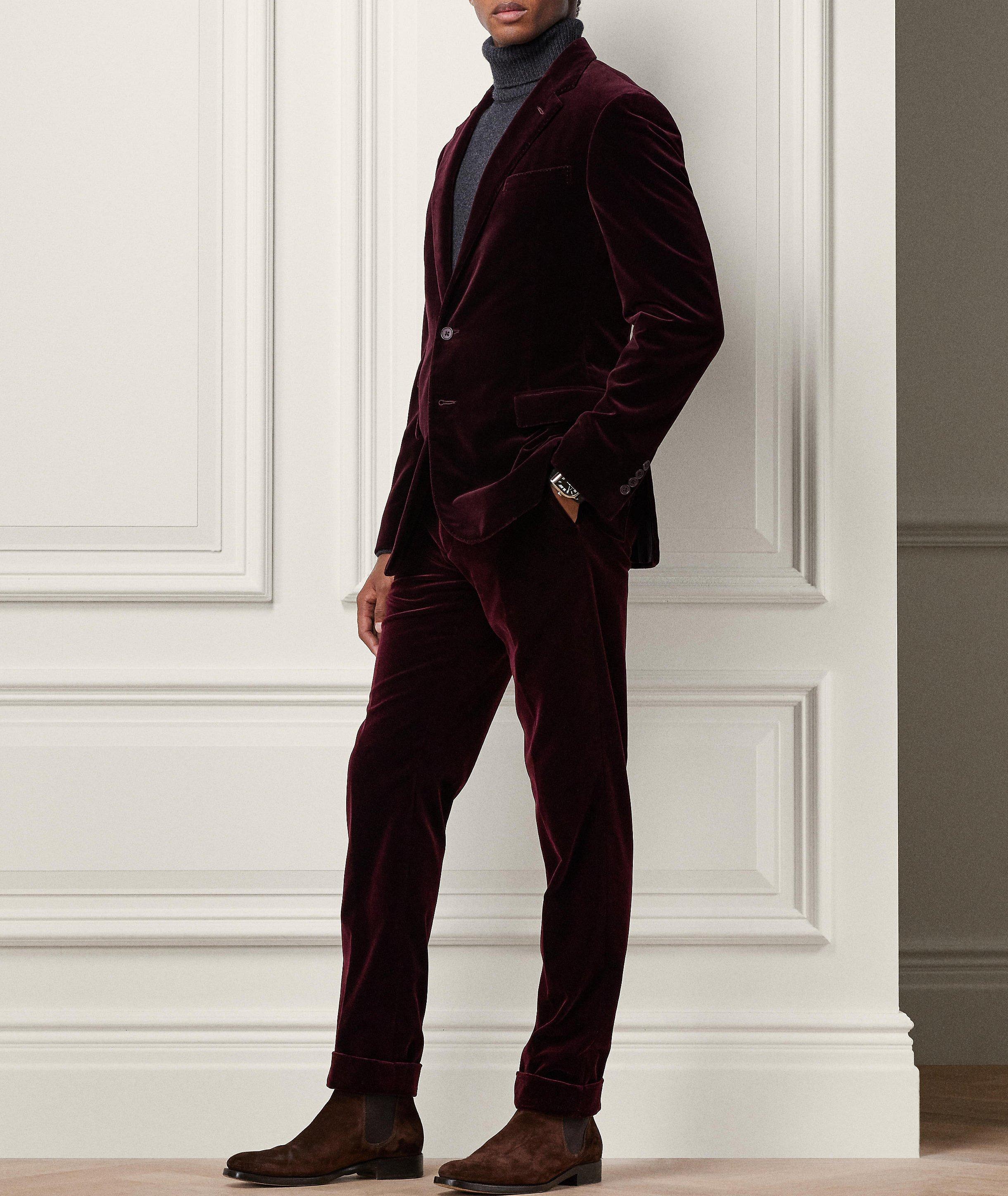 Mens velvet hot sale suit pants