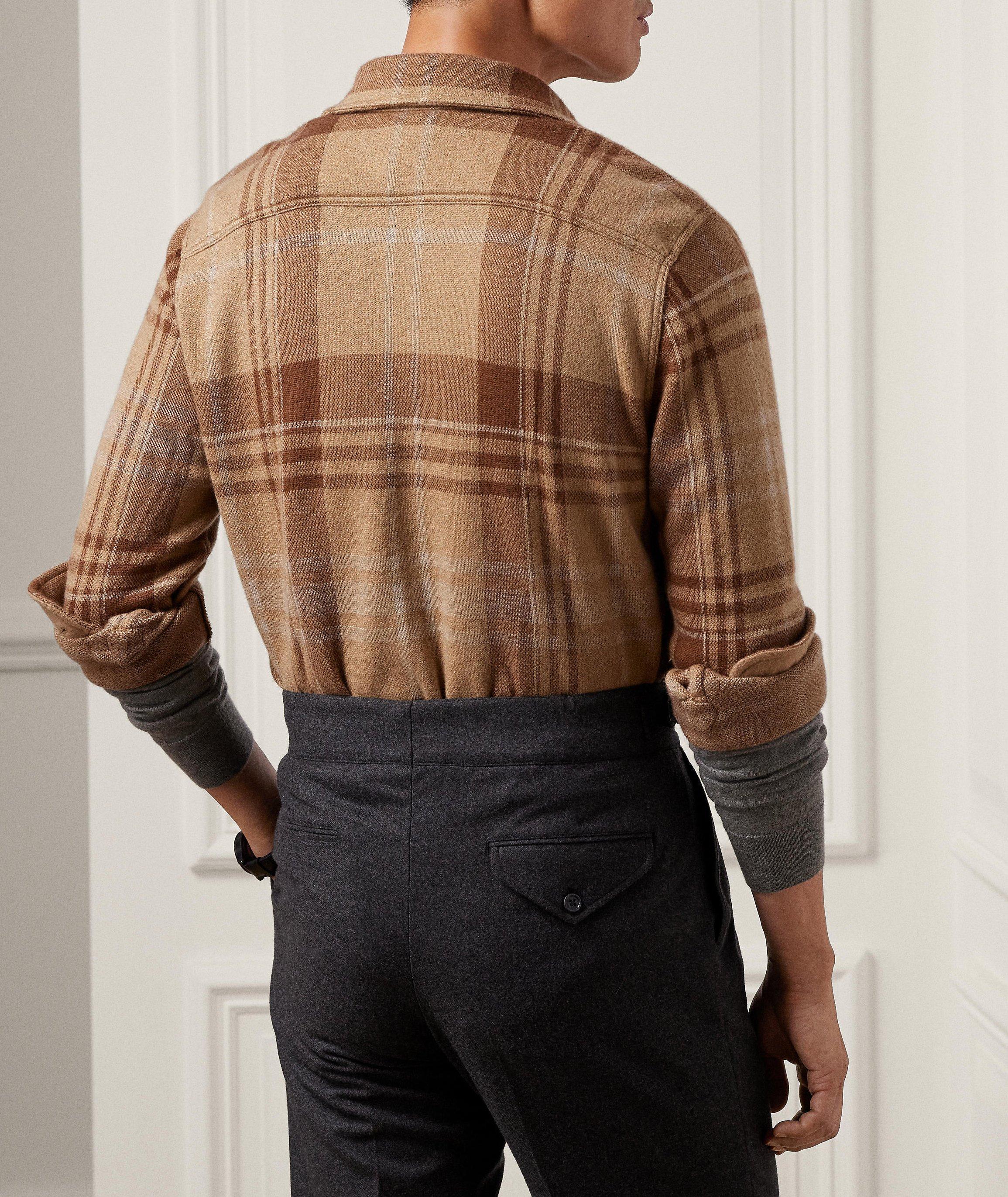 Slim-Fit Plaid Cashmere Overshirt image 2