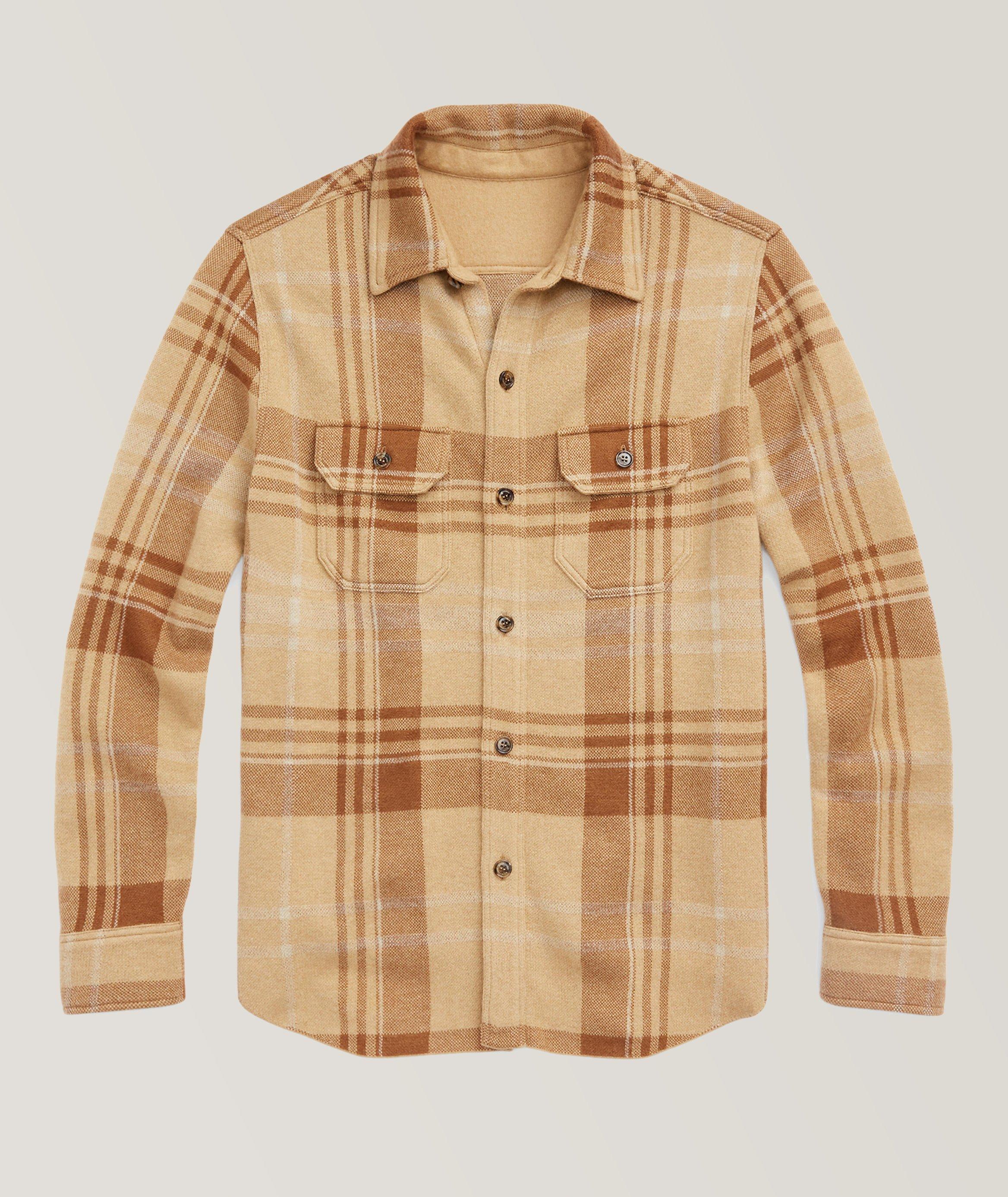 Slim-Fit Plaid Cashmere Overshirt image 0