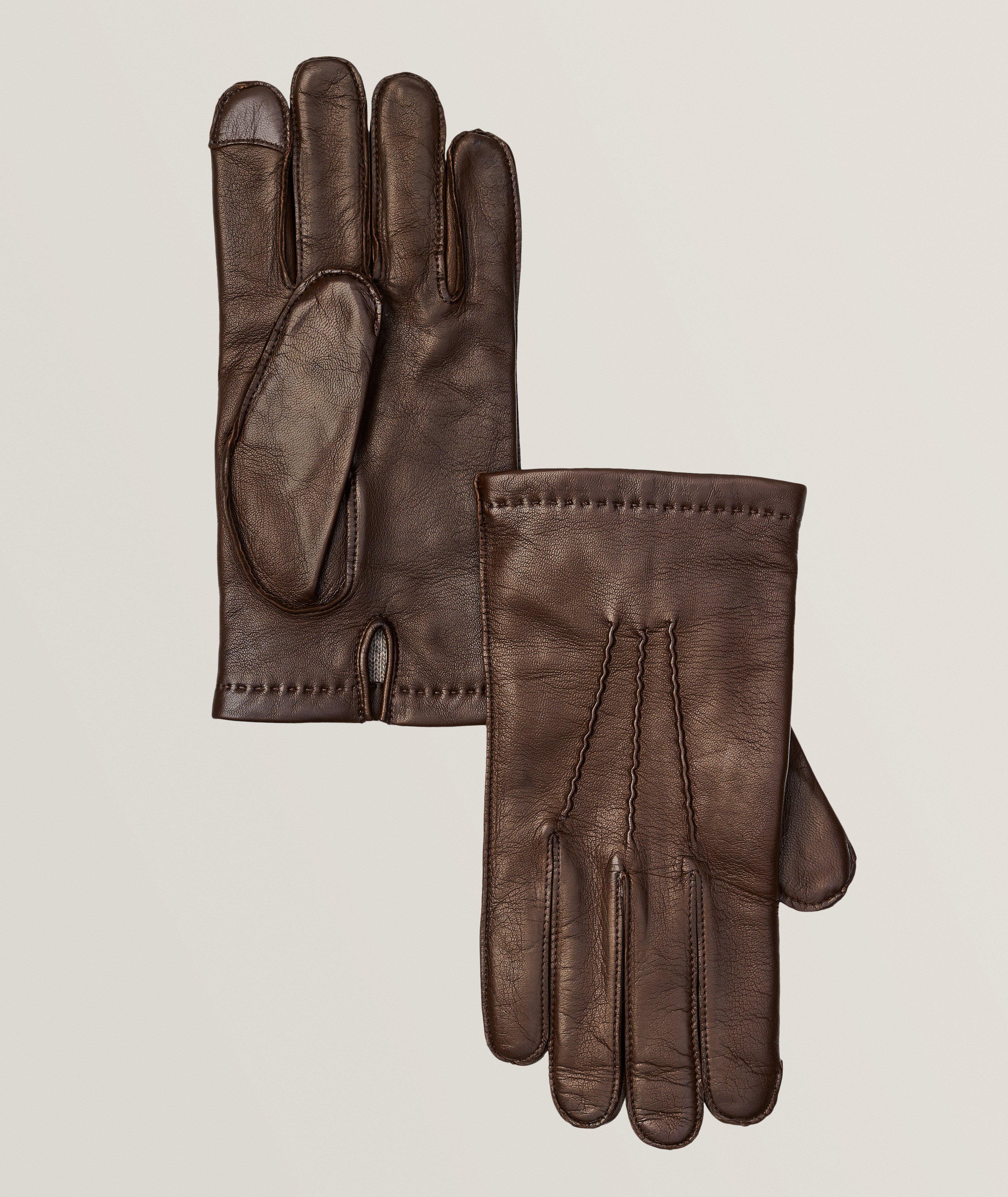 Mens brown leather fur deals lined gloves