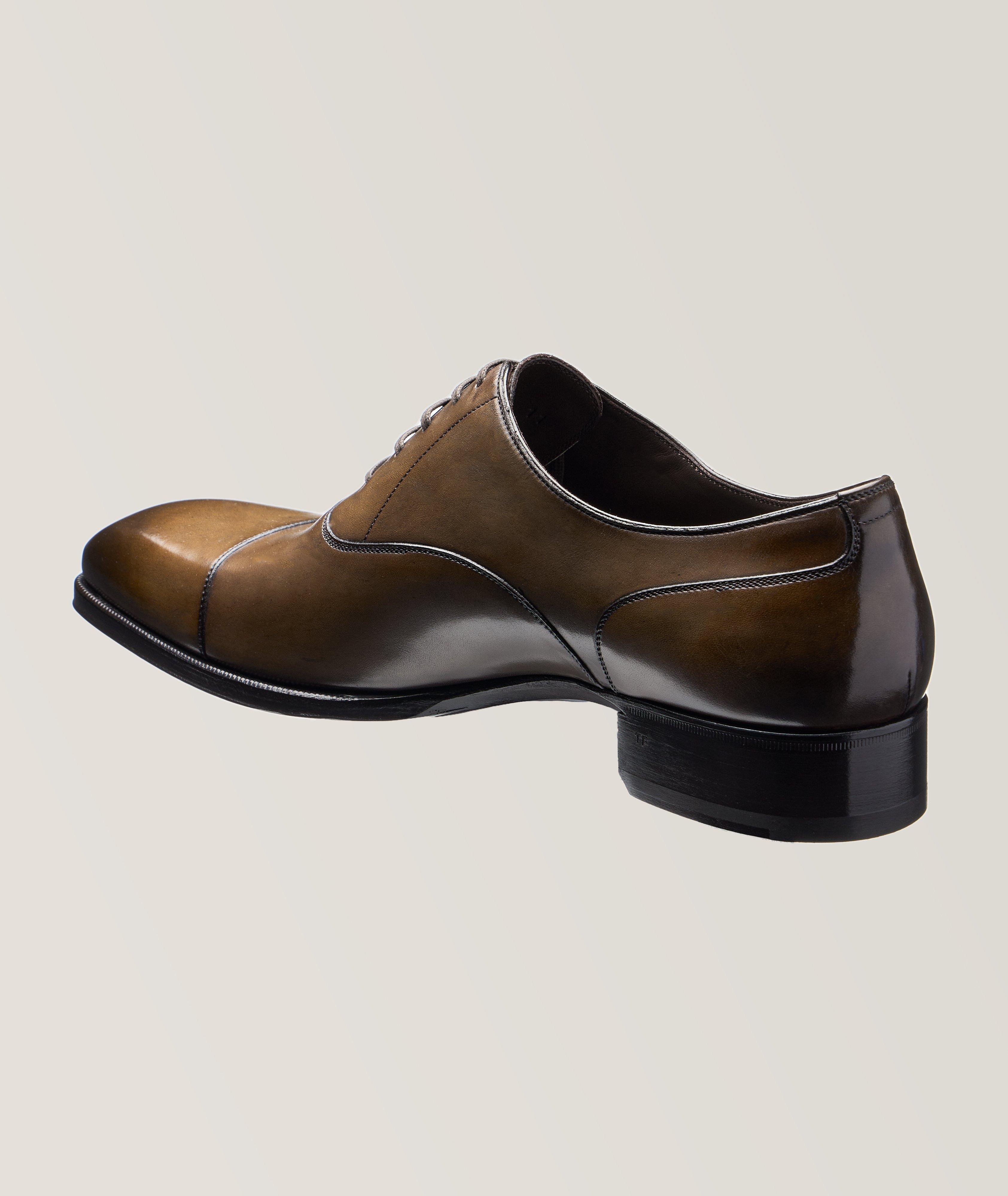 Burnished Leather Cap-Toe Oxfords image 1