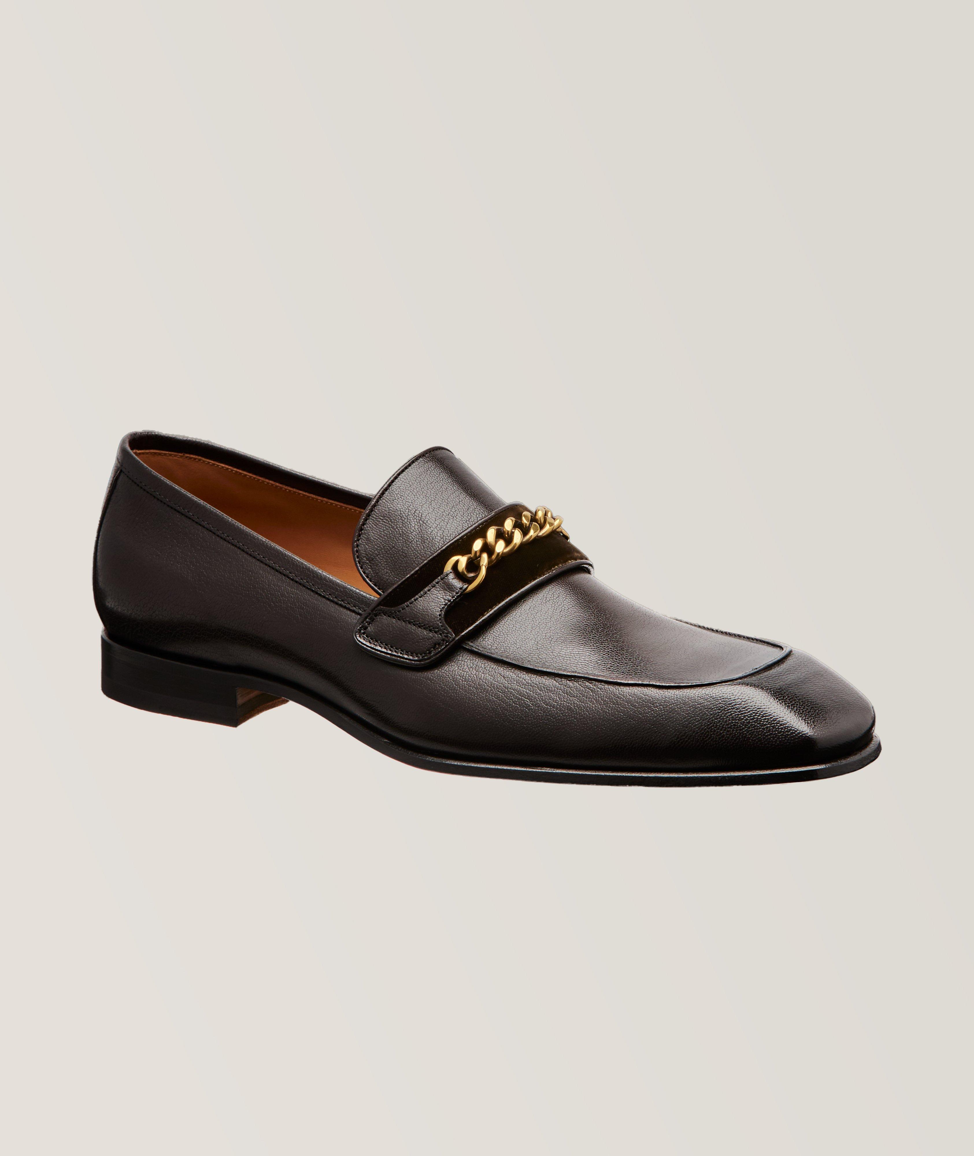 Bailey Grained Chain Leather Loafers image 0