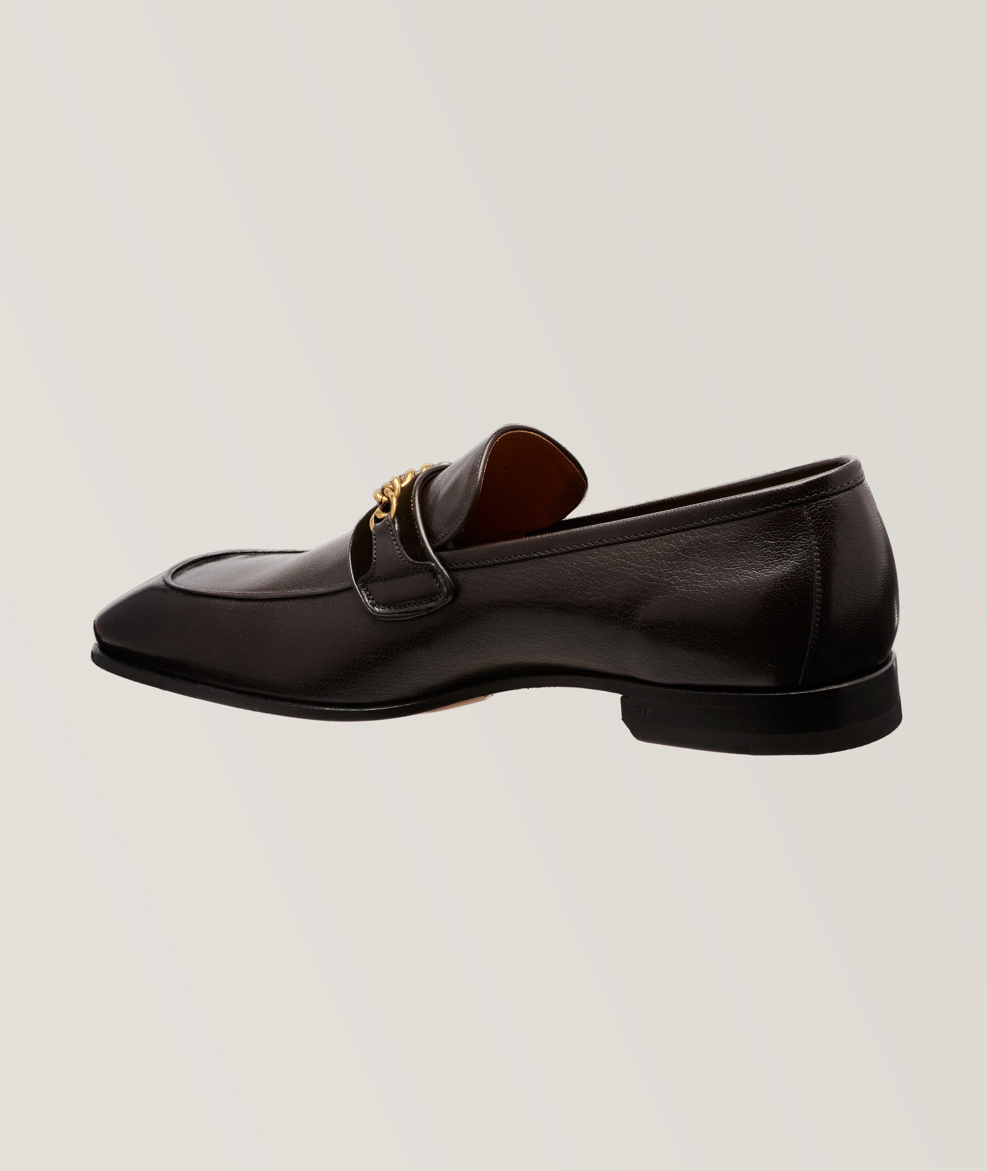 Bailey Grained Chain Leather Loafers image 1