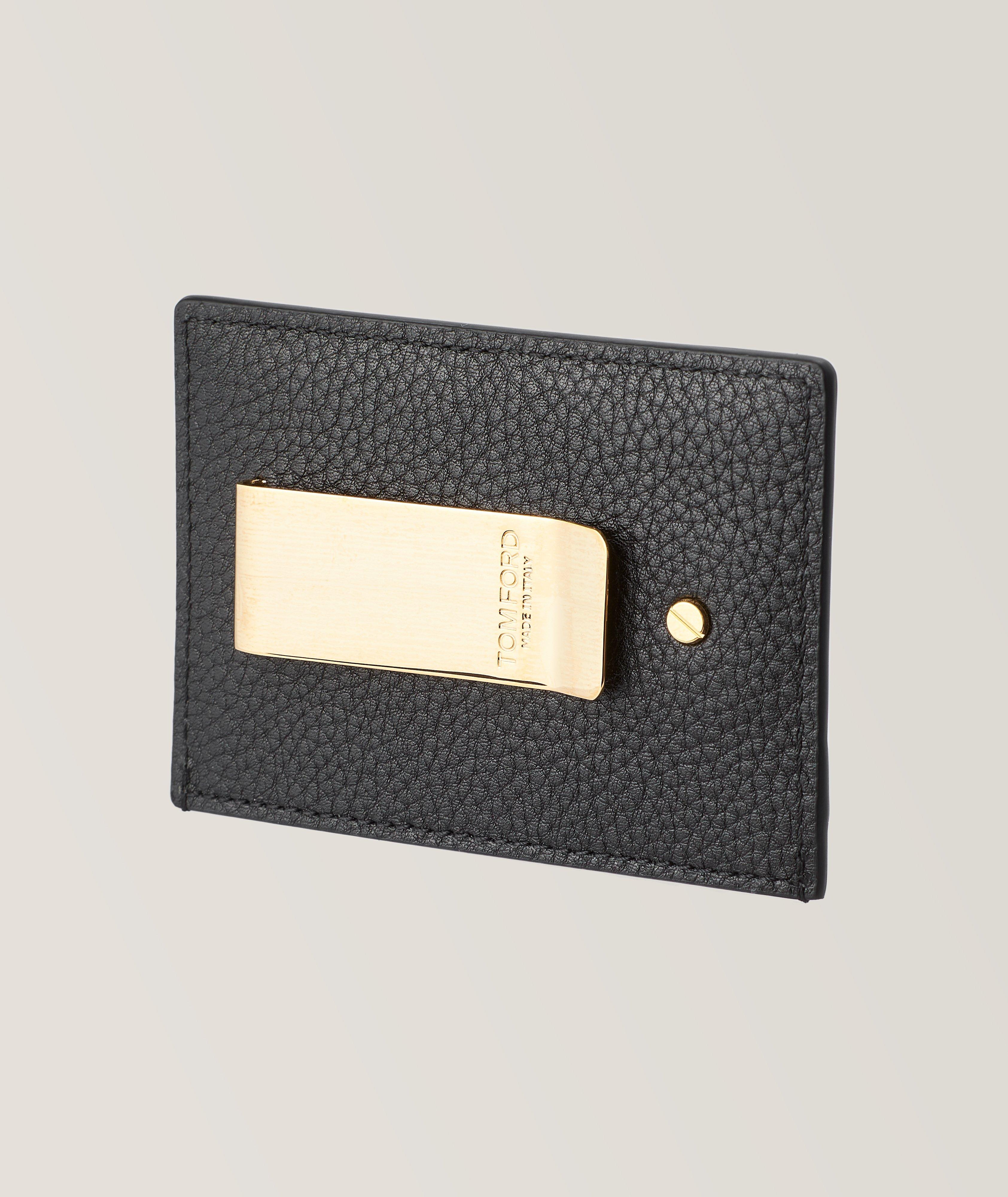 Porte-carte en cuir grenu avec pince à billets image 1