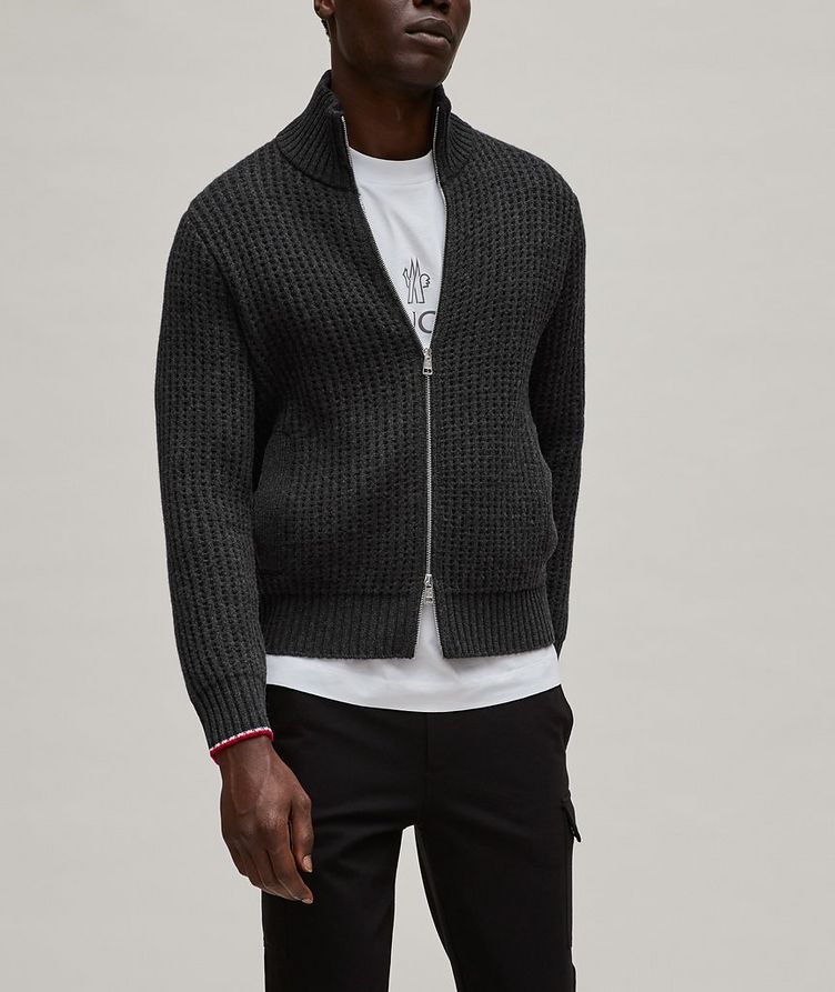 Ribbed Knit Wool-Cashmere Zip-Up Sweater image 1
