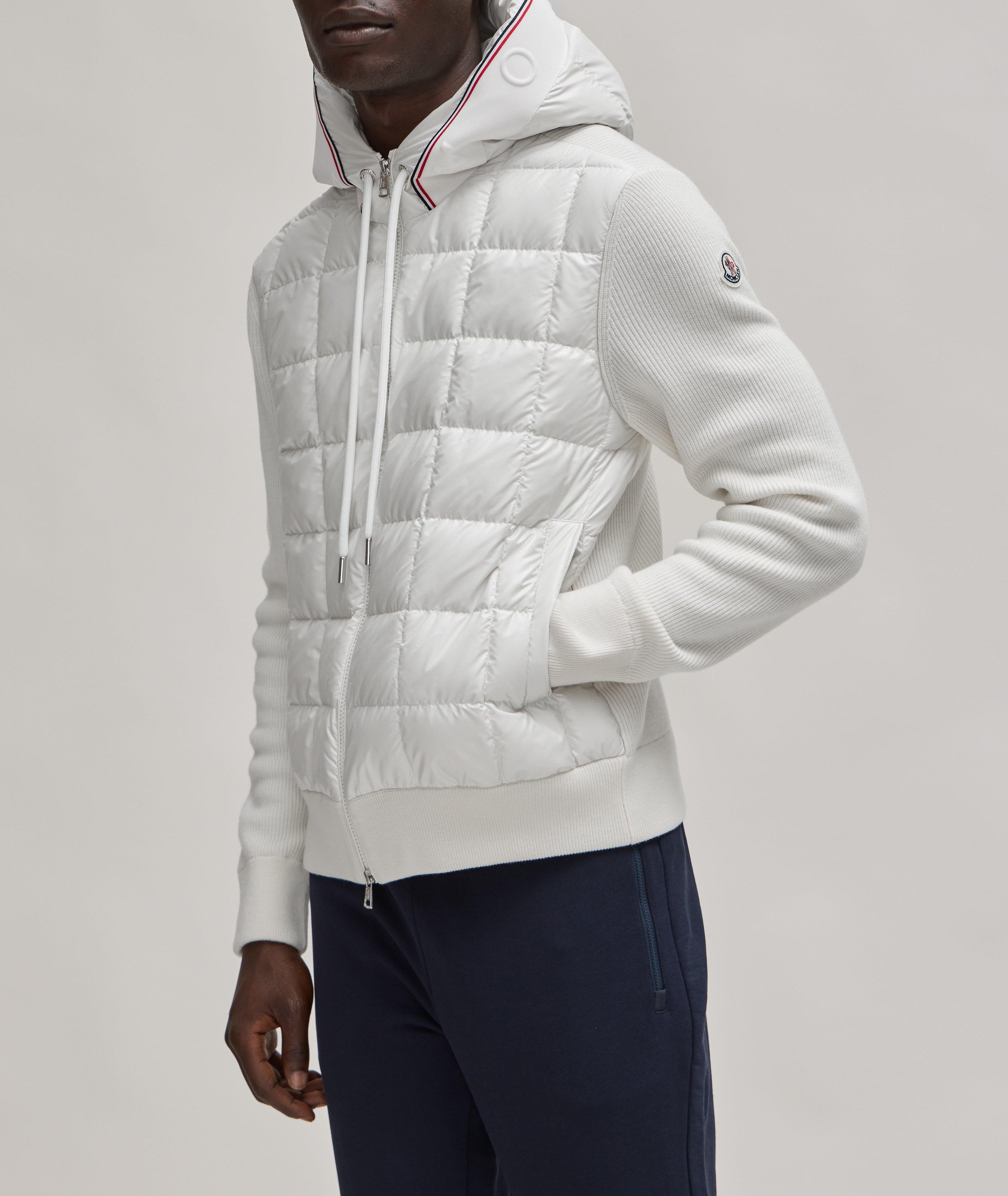 Moncler Mixed Media Knit Sleeve Quilted Hybrid Jacket