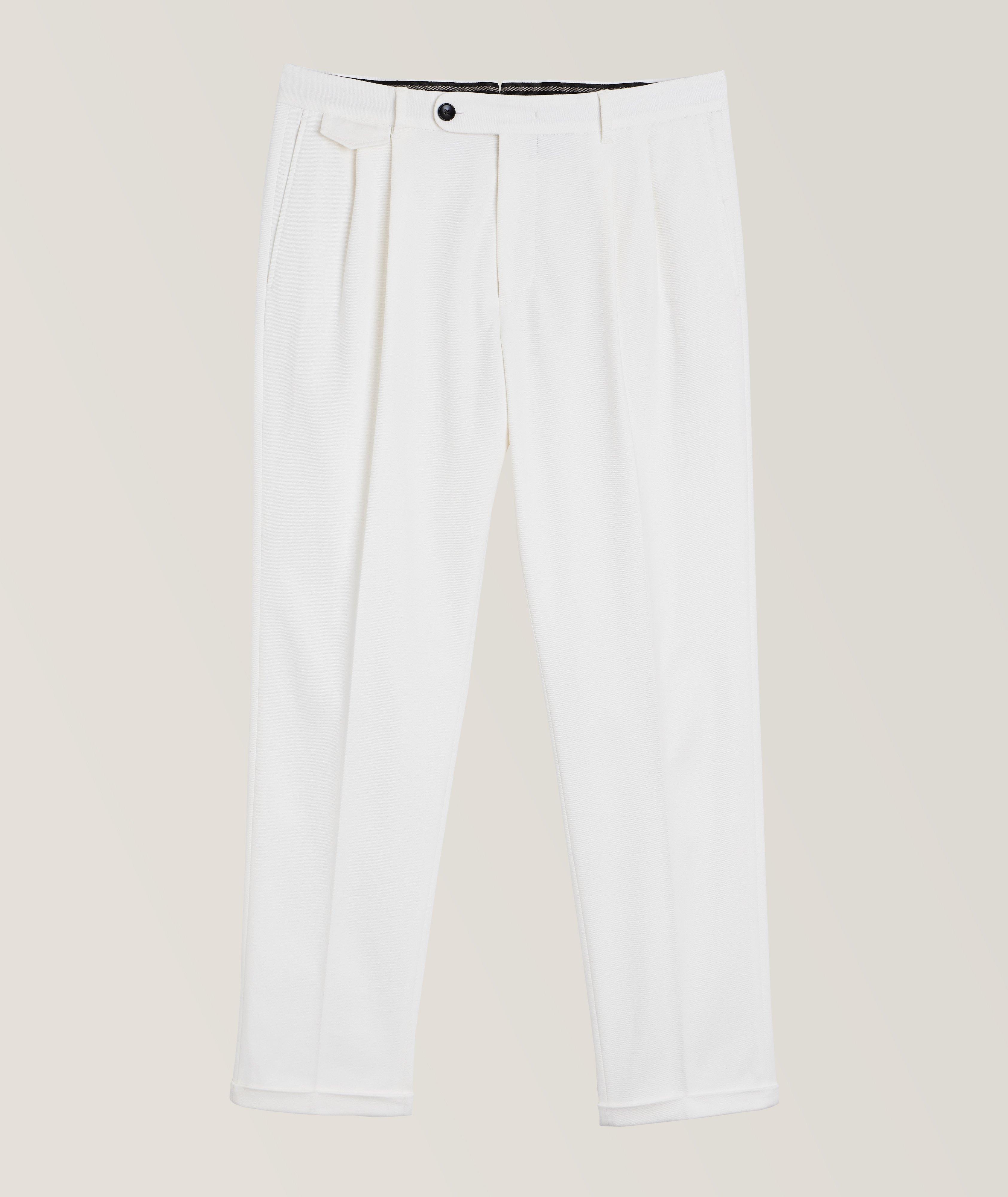 Cotton-Stretch Pleated Pants image 0