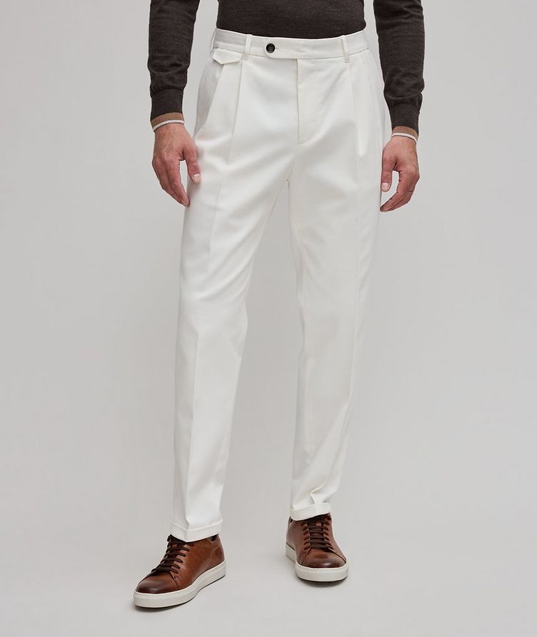 Cotton-Stretch Pleated Pants image 1