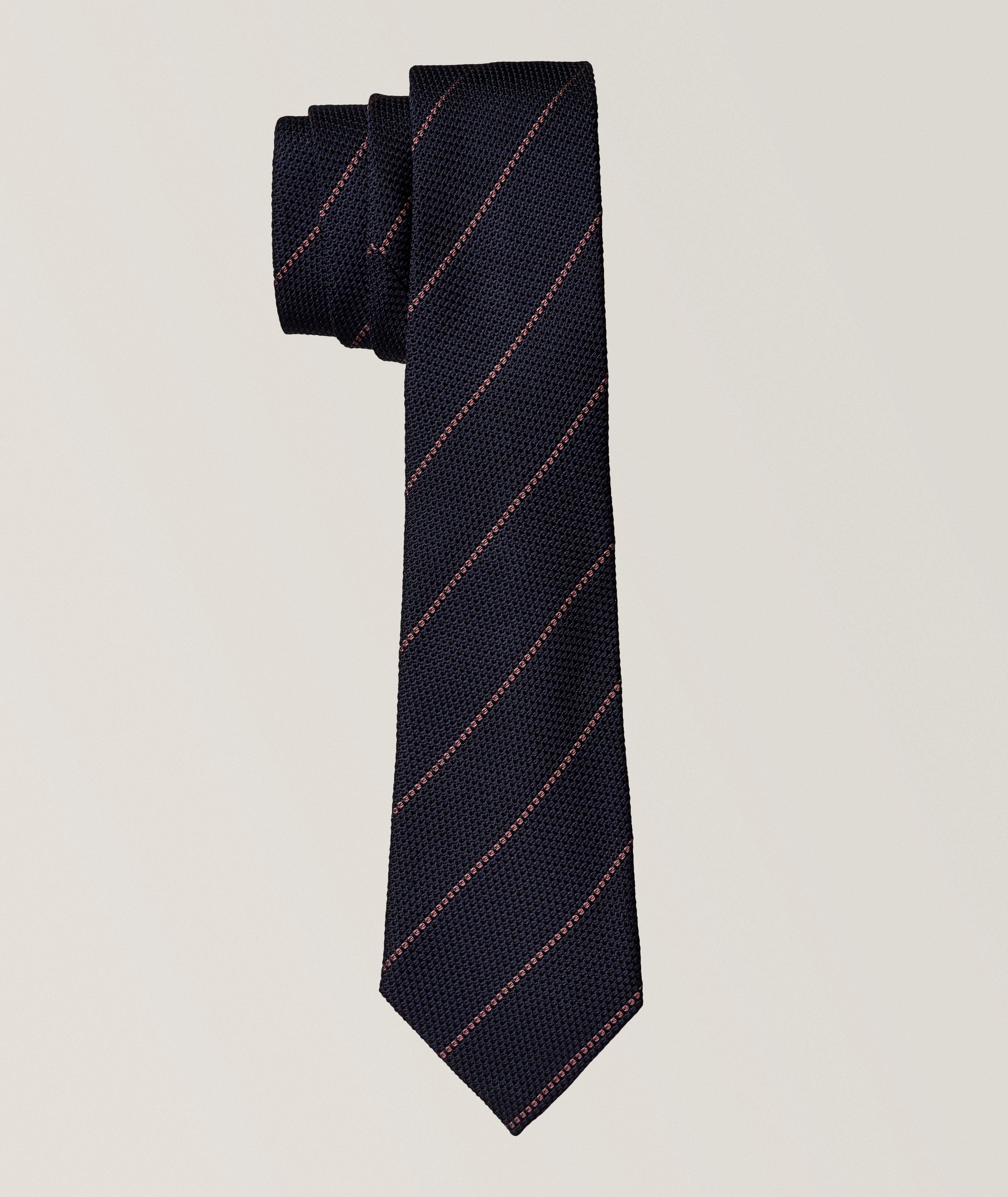 Zegna Striped Grenadine Pattern Silk Tie | Ties, Pocket Squares ...