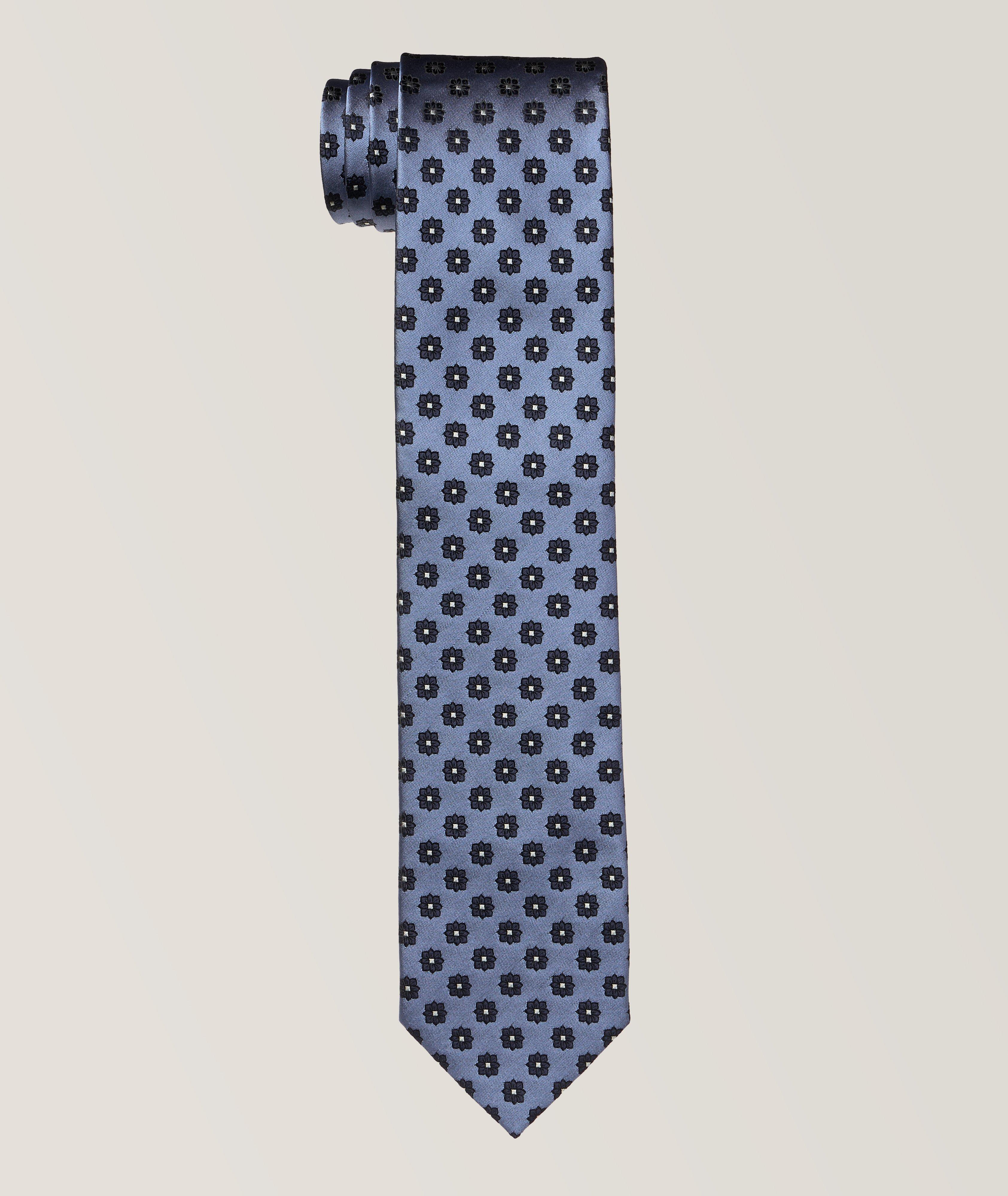 Cravate en soie 100 fils à motif floral image 0