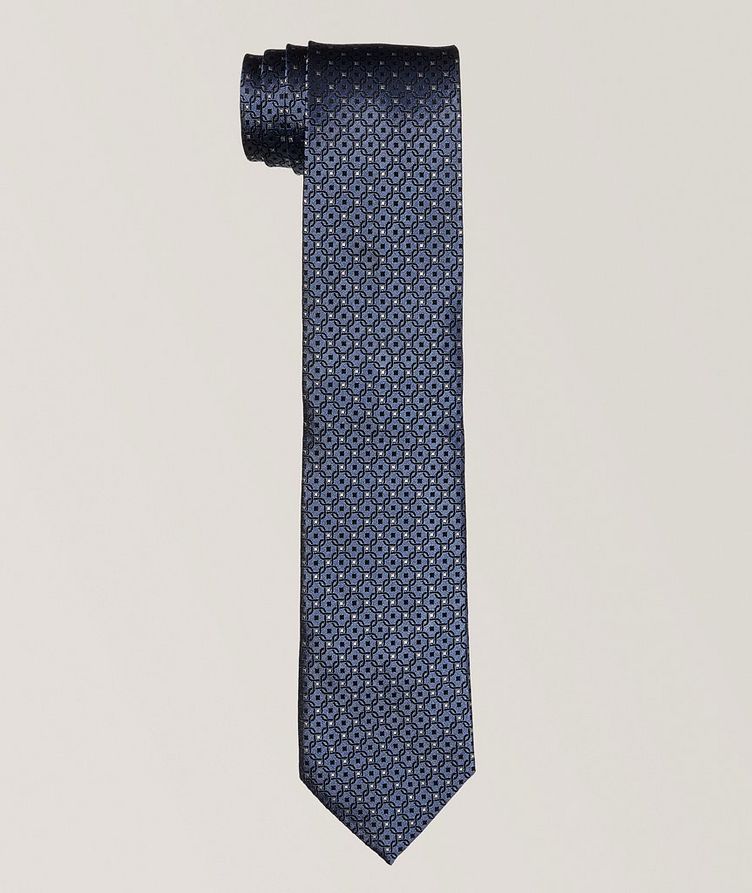 Cravate en soie 100 fils à motif géométrique image 0