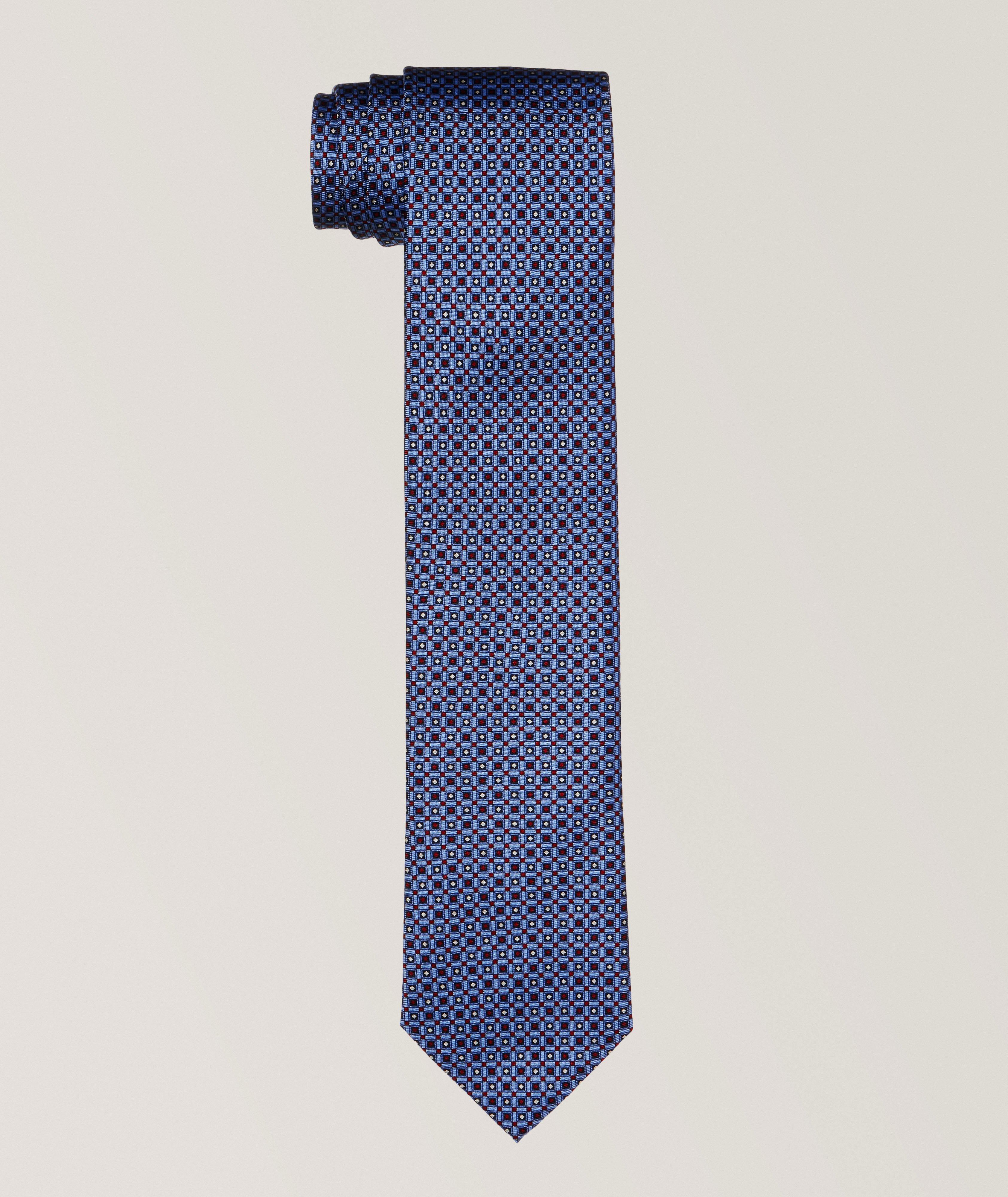 Jacquard Micro Geometric Pattern Silk Tie image 0