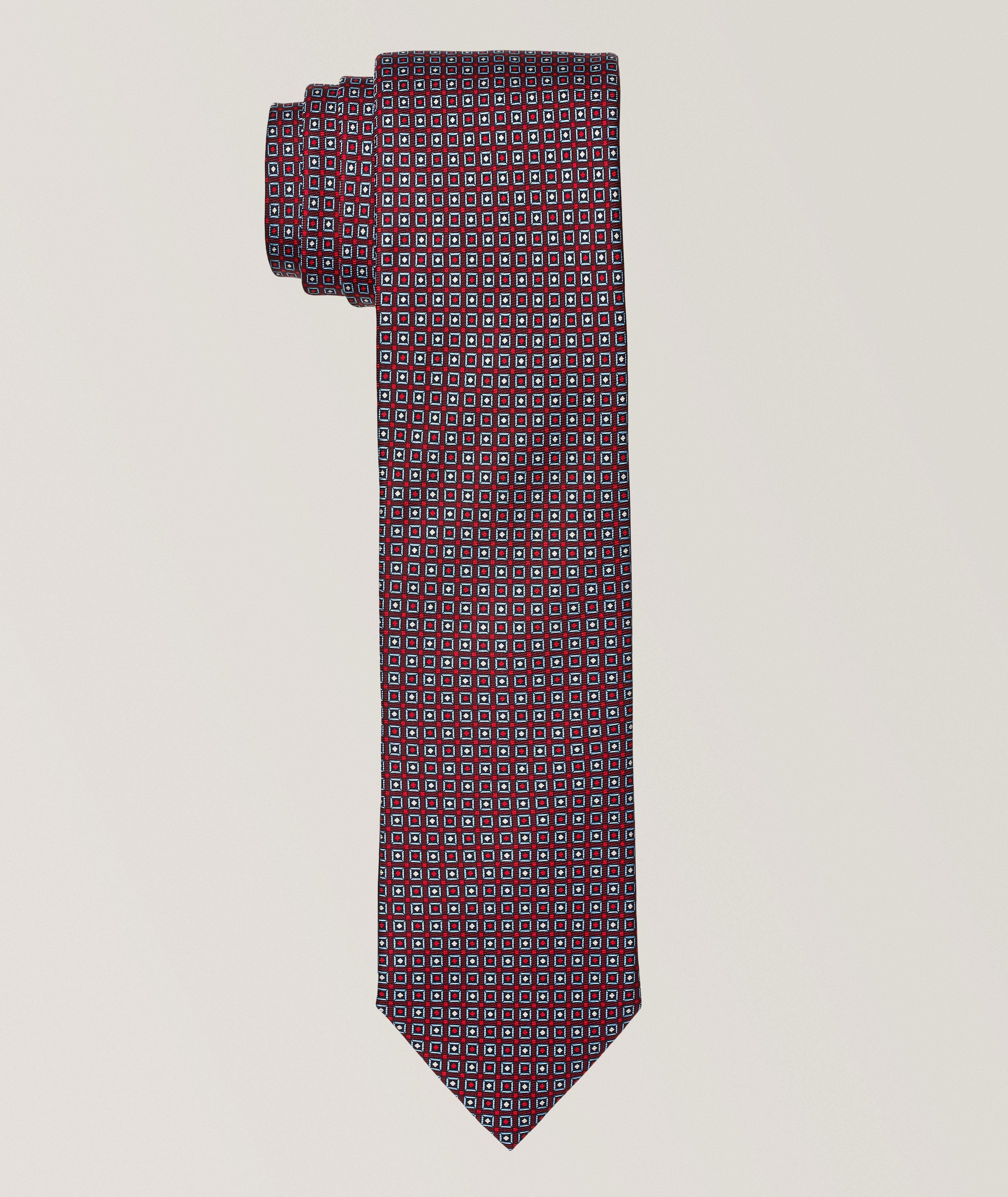 Micro Geometric Pattern Silk Tie