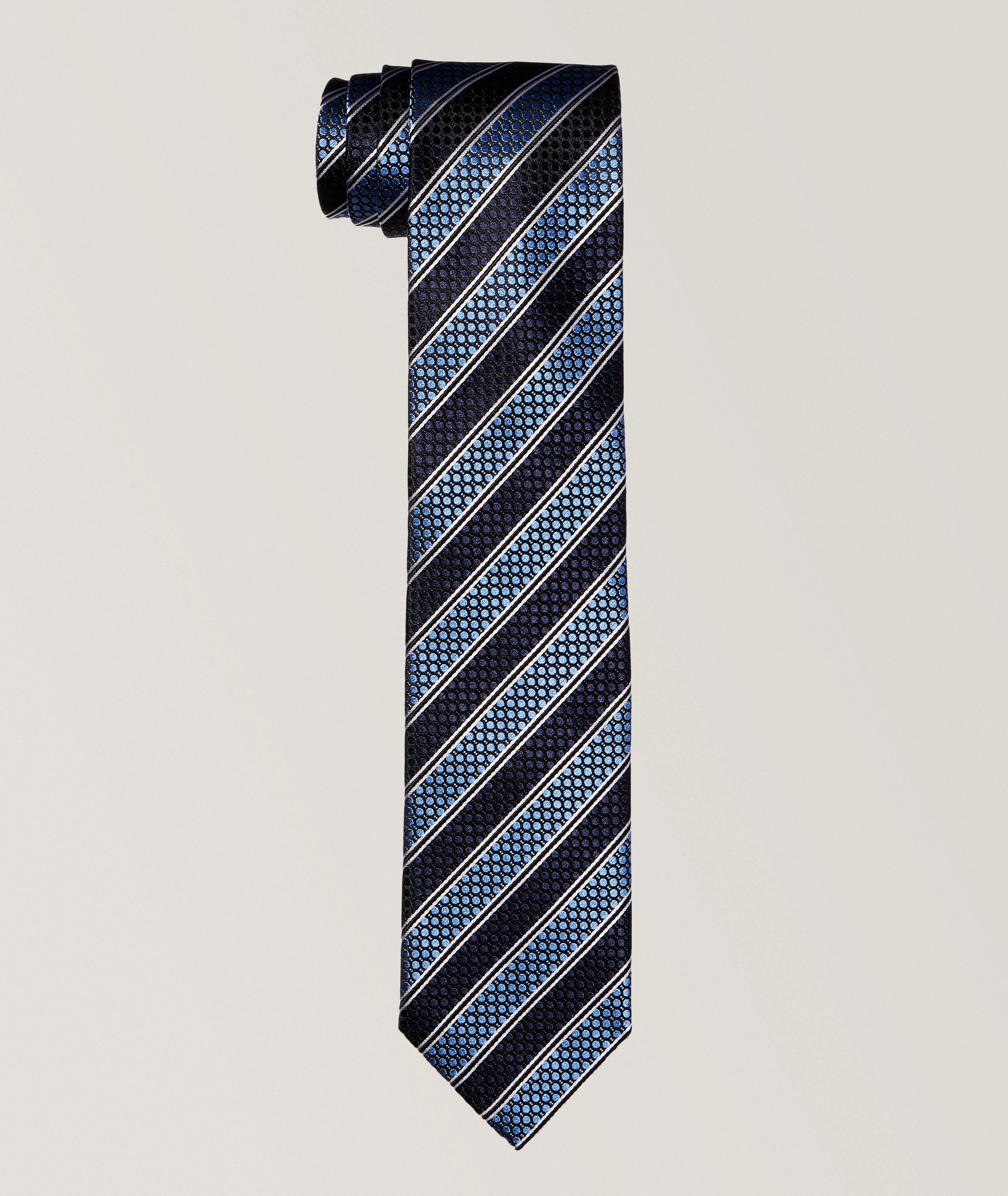 Striped & Geometric Silk-Cotton Tie image 0