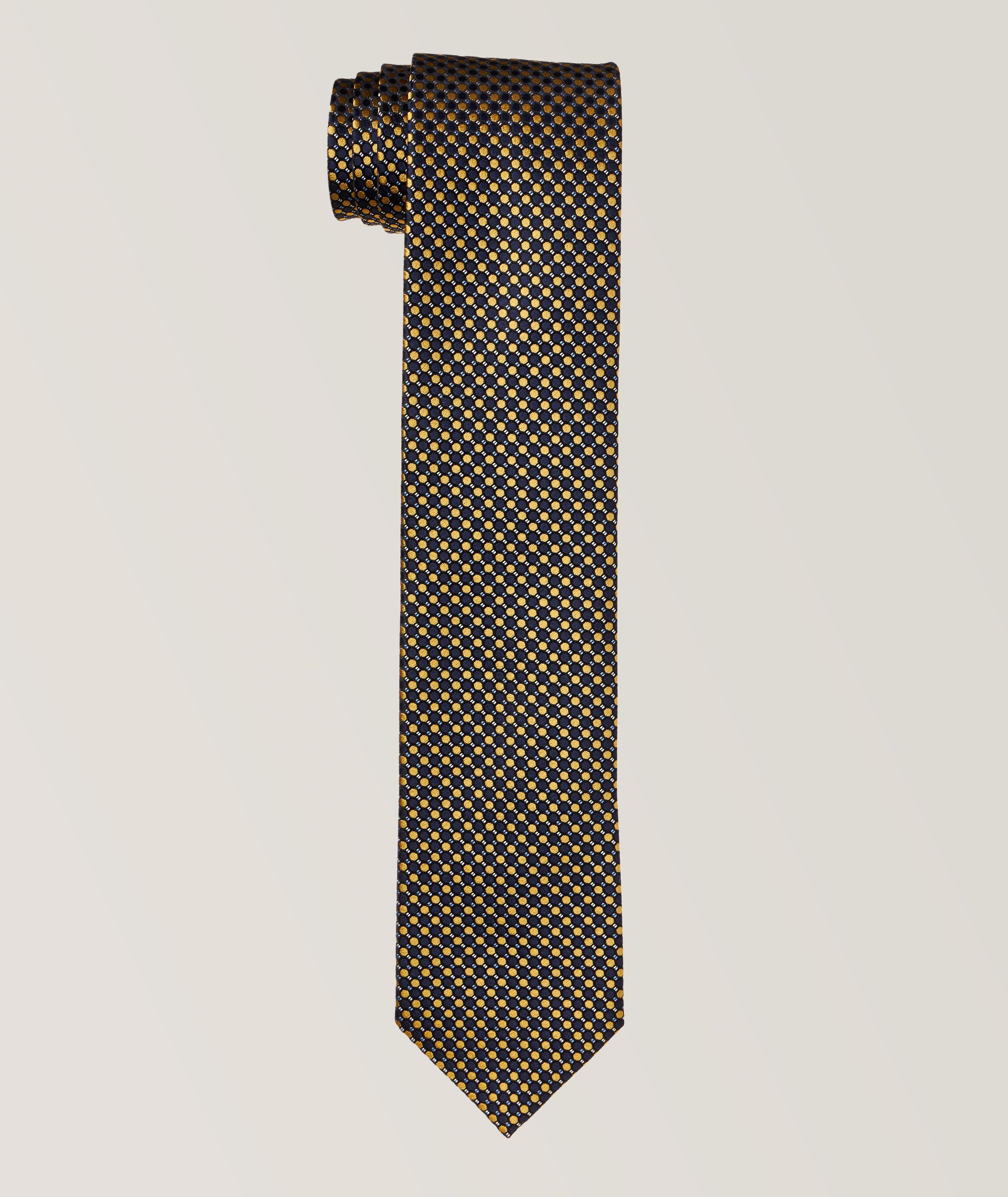 Micro Geometric Pattern Silk Tie image 0