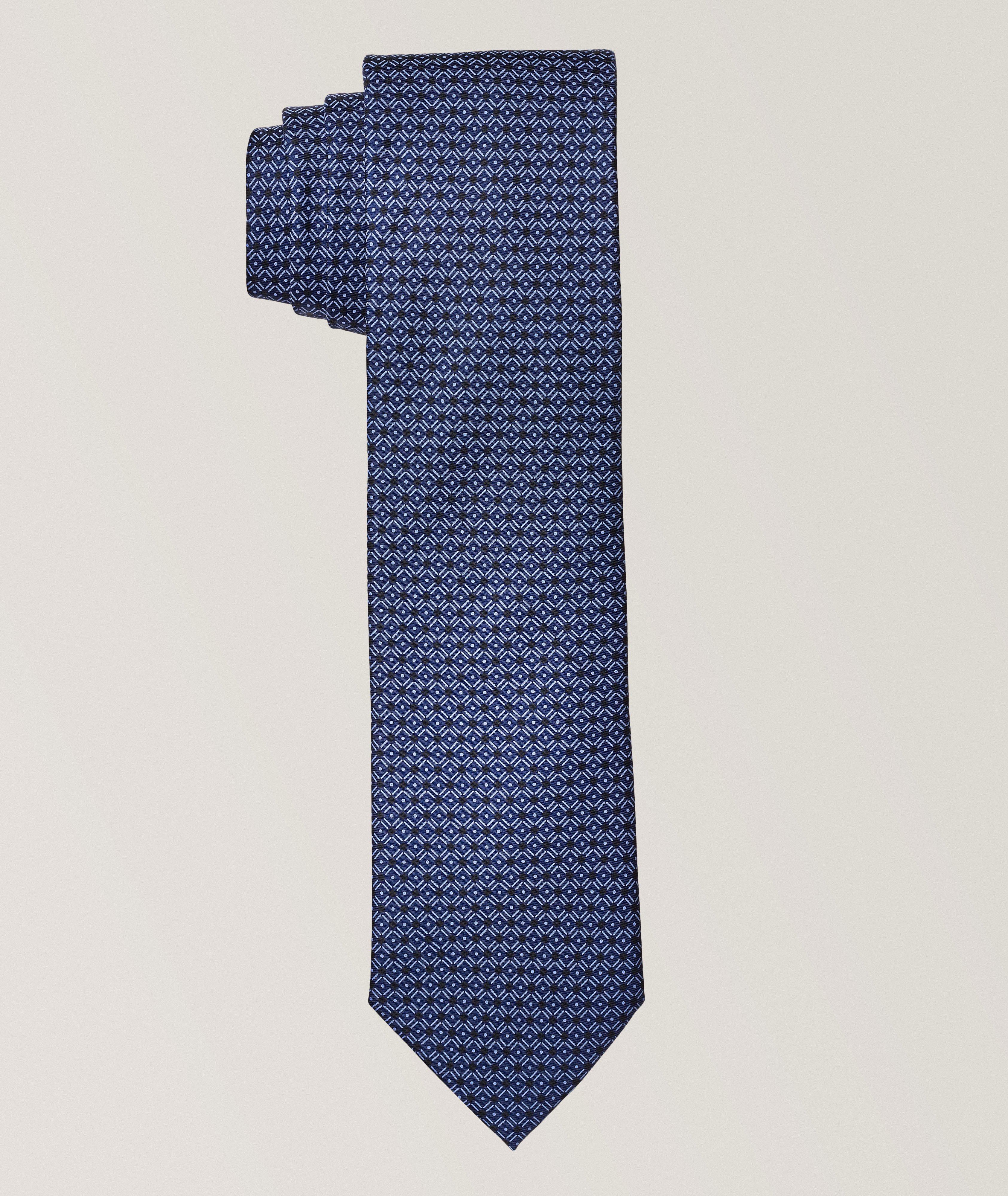 Cravate en soie à motif géométrique image 0