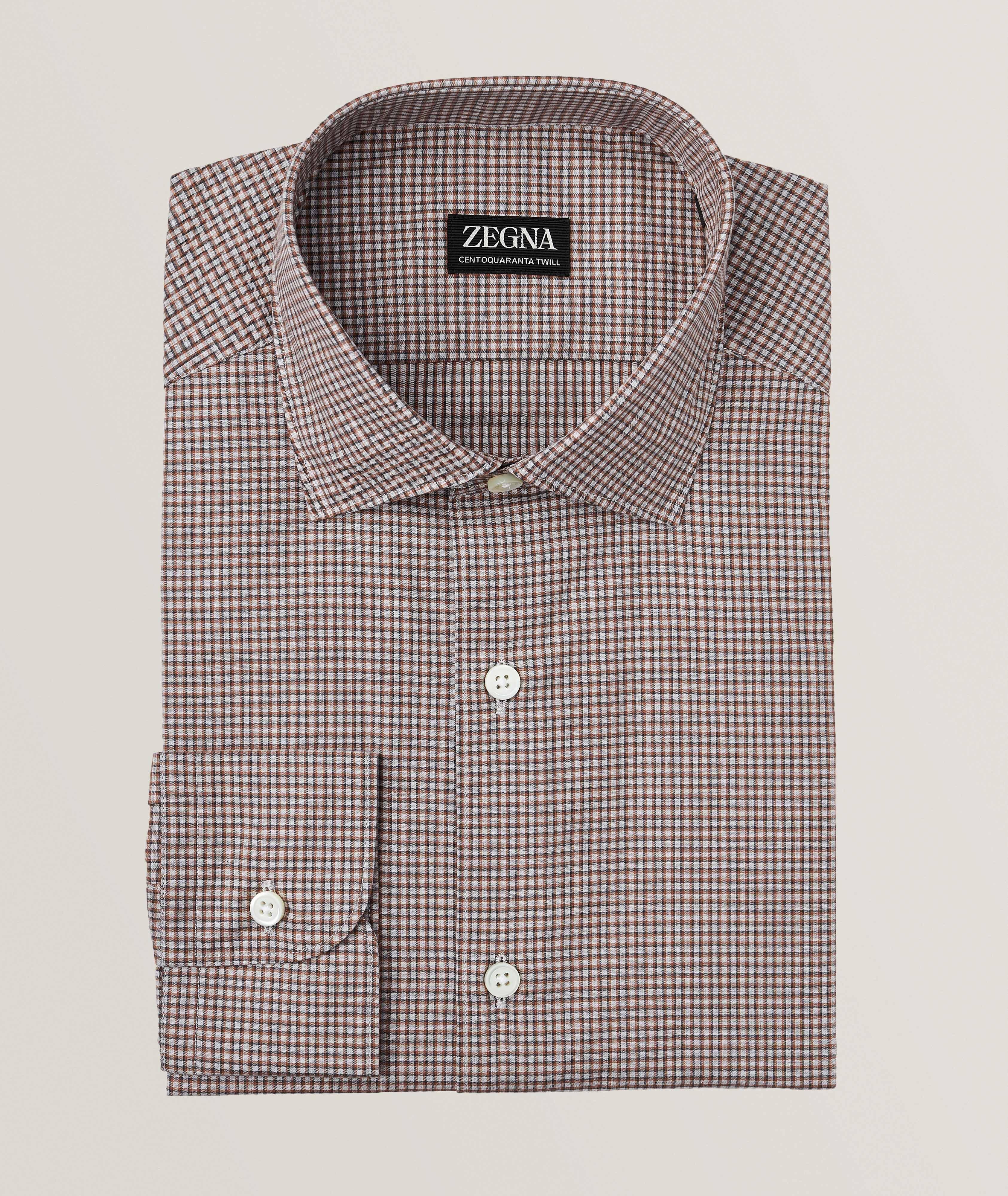 Micro Checkered Centoquaranta Twill Cotton Sport Shirt image 0