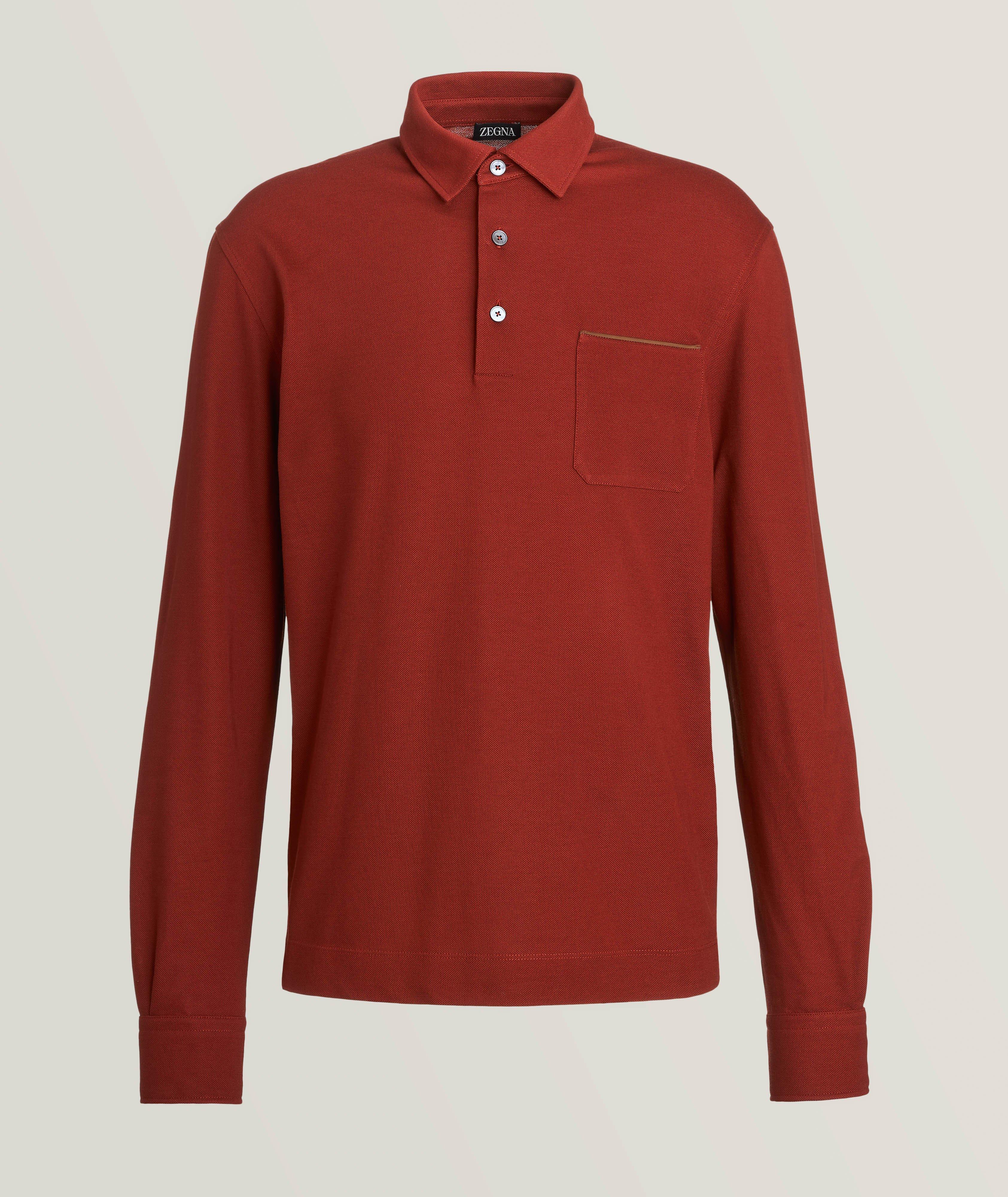 Contrast Suede Tipped Pocket Cotton Polo  image 0