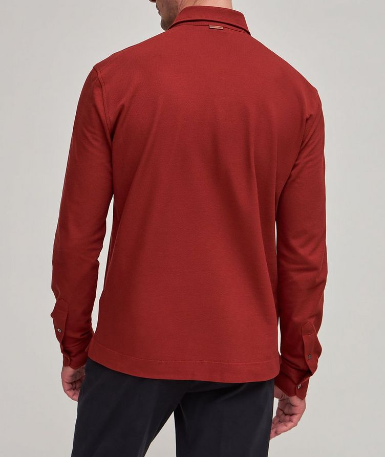 Contrast Suede Tipped Pocket Cotton Polo  image 2