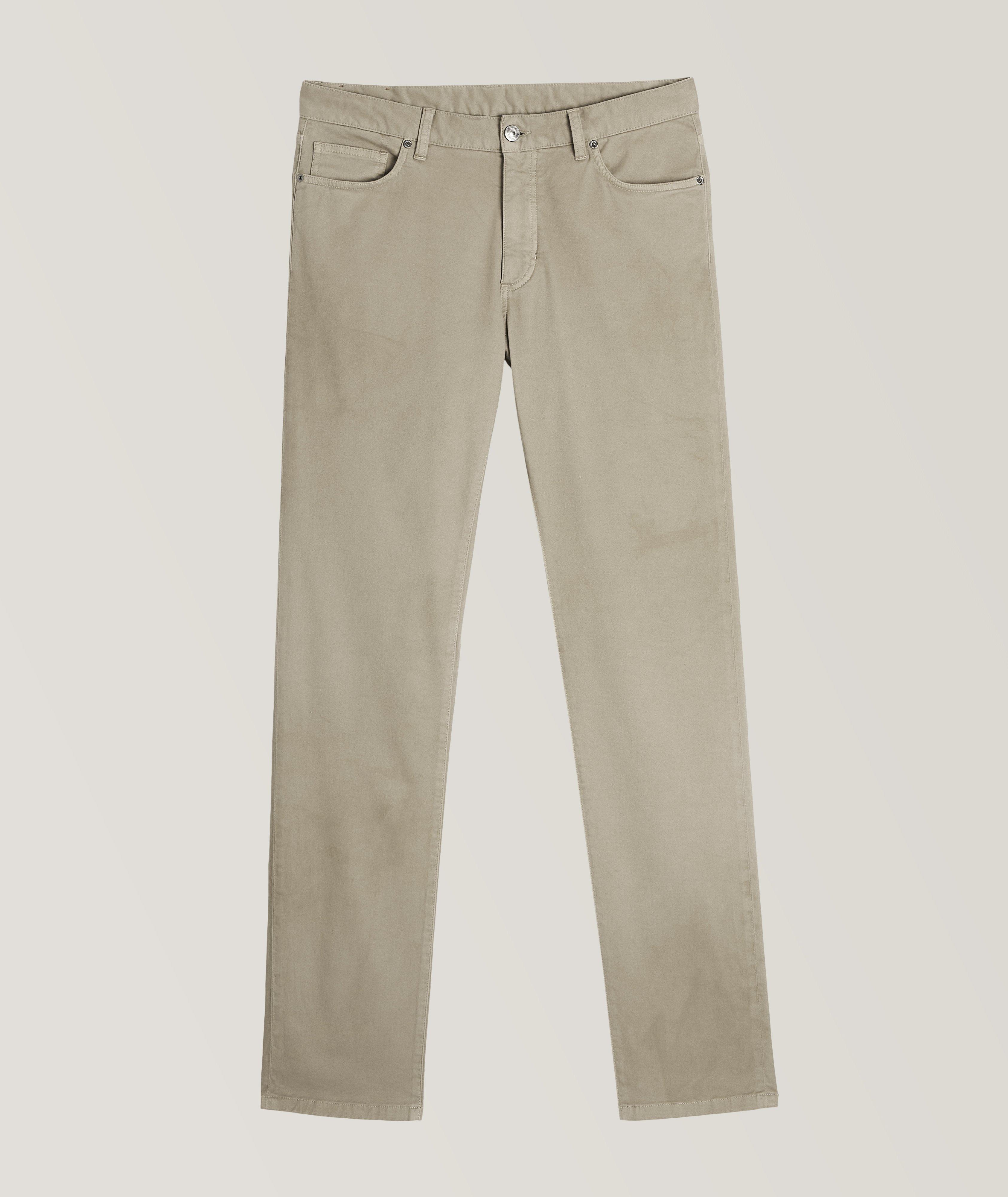 BOSS - Slim-fit trousers in cotton and silk with stretch