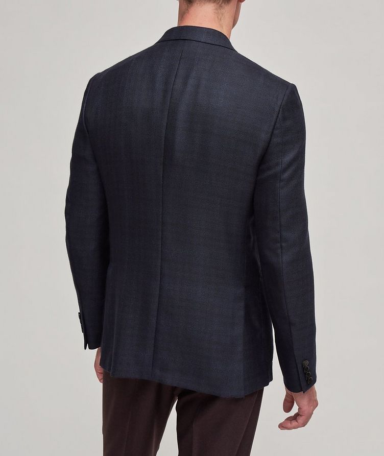 Natural Silk-Cashmere Tonal Check Pattern Sport Jacket image 2
