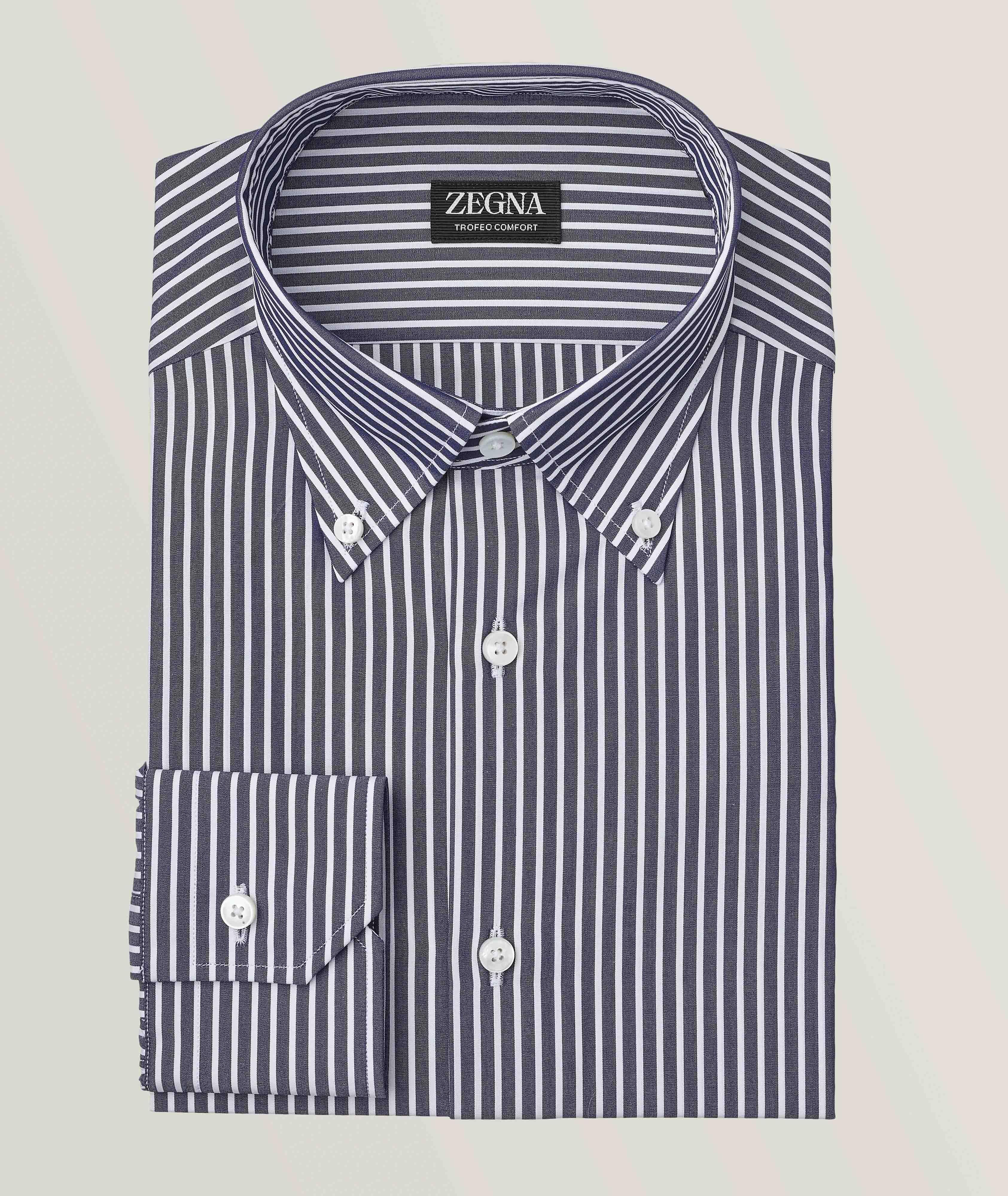 Sartorial Comfort Macro Stripe Trofeo Cotton Dress Shirt image 0